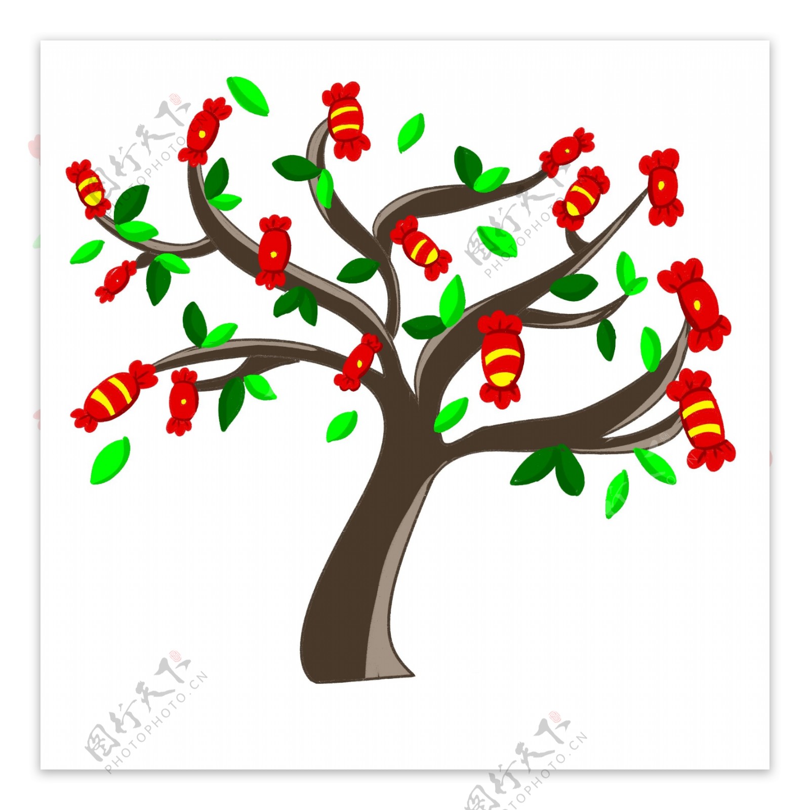 红色糖果创意树插图
