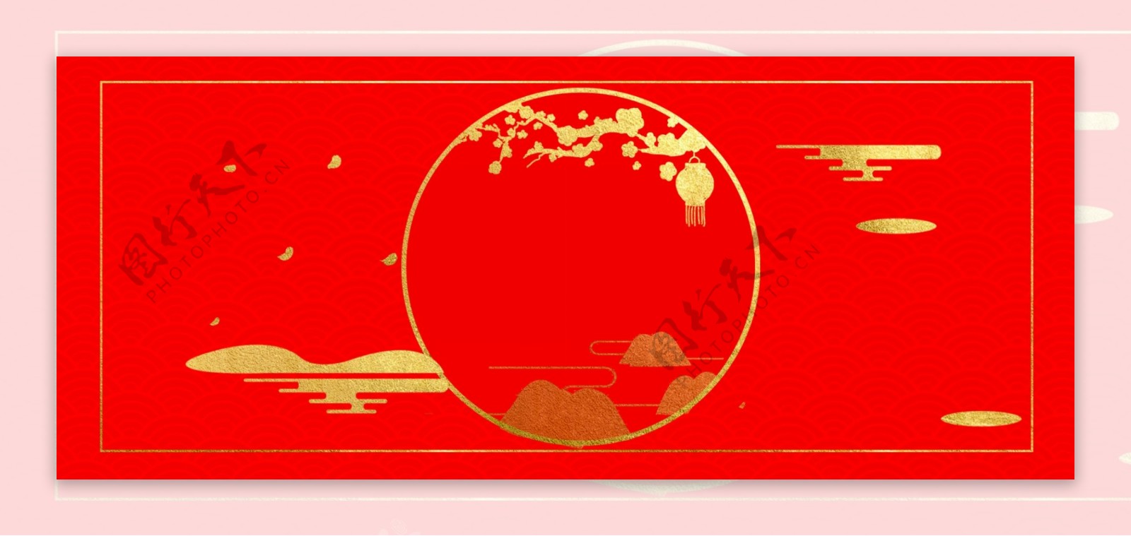 春节喜庆新年烫金红色猪年中国风背景
