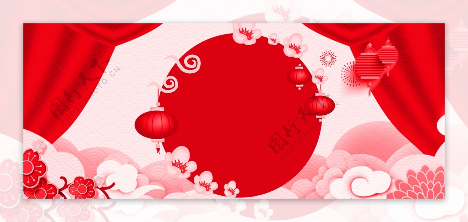 春节中国剪纸风新年喜庆大气背景