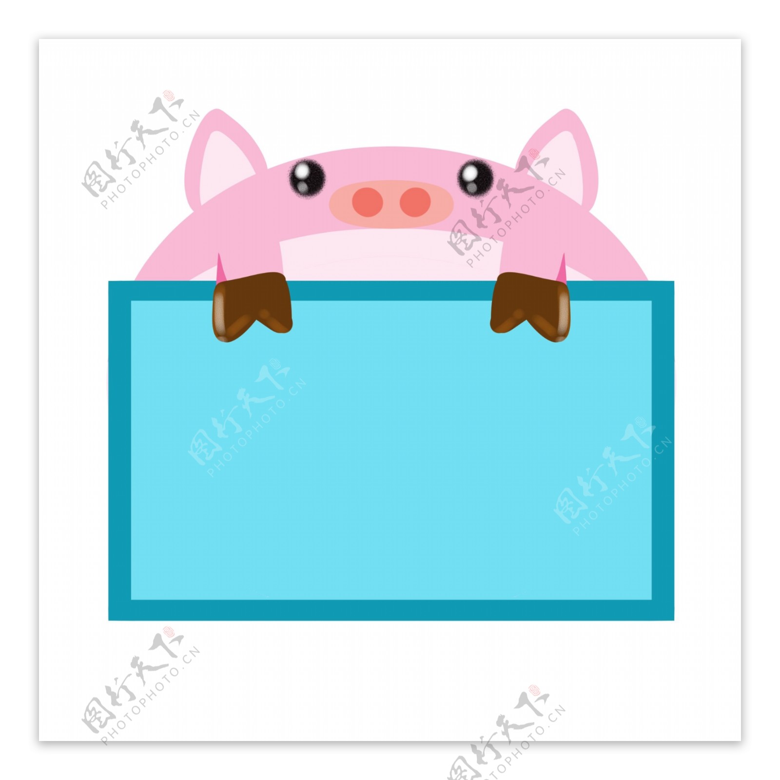 粉色小猪猪边框插画