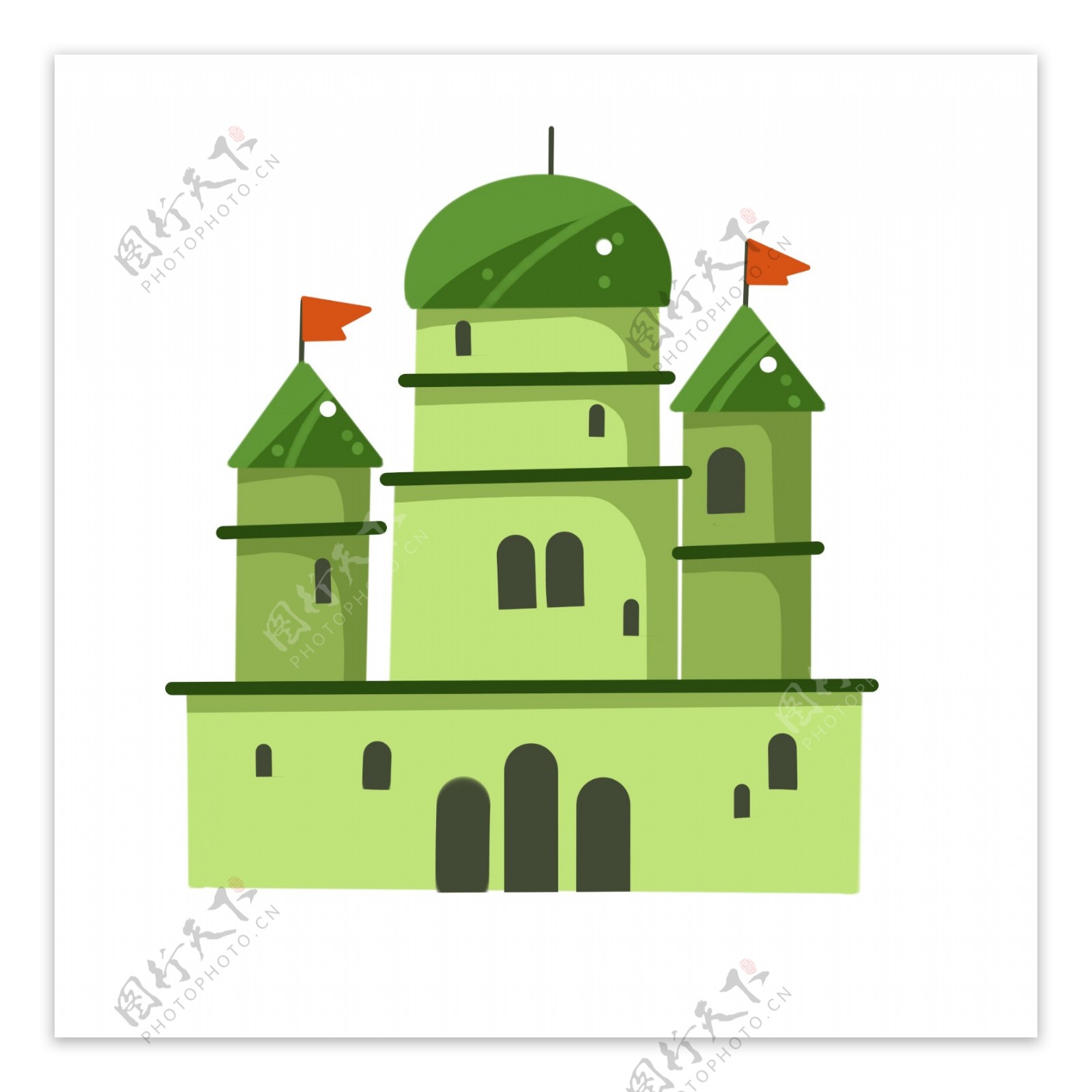 绿色的城堡装饰插画