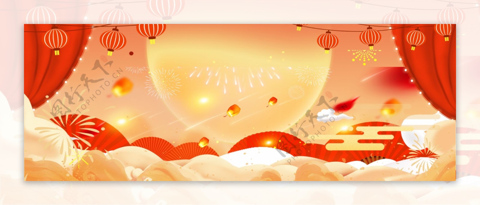 2019年春节新年跨年灯笼banner