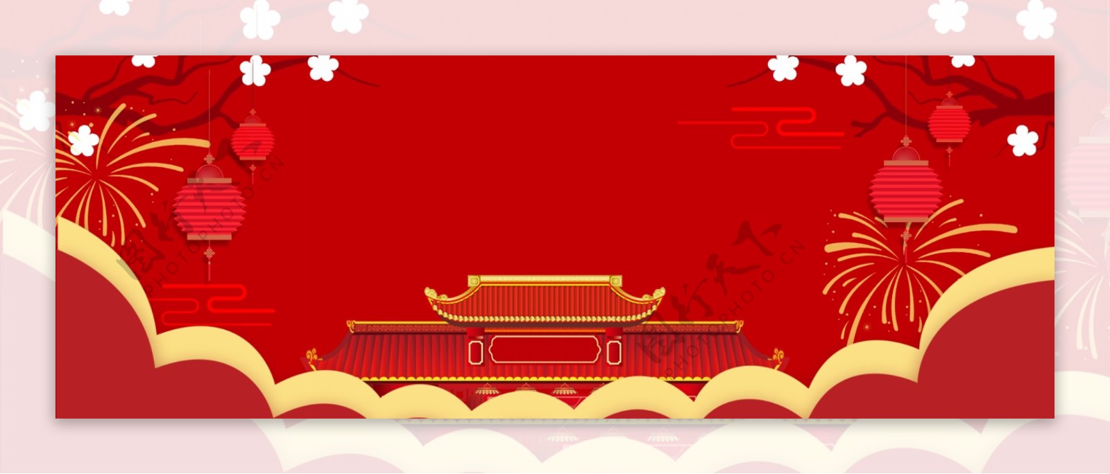 新年年货节红色中国风海报背景