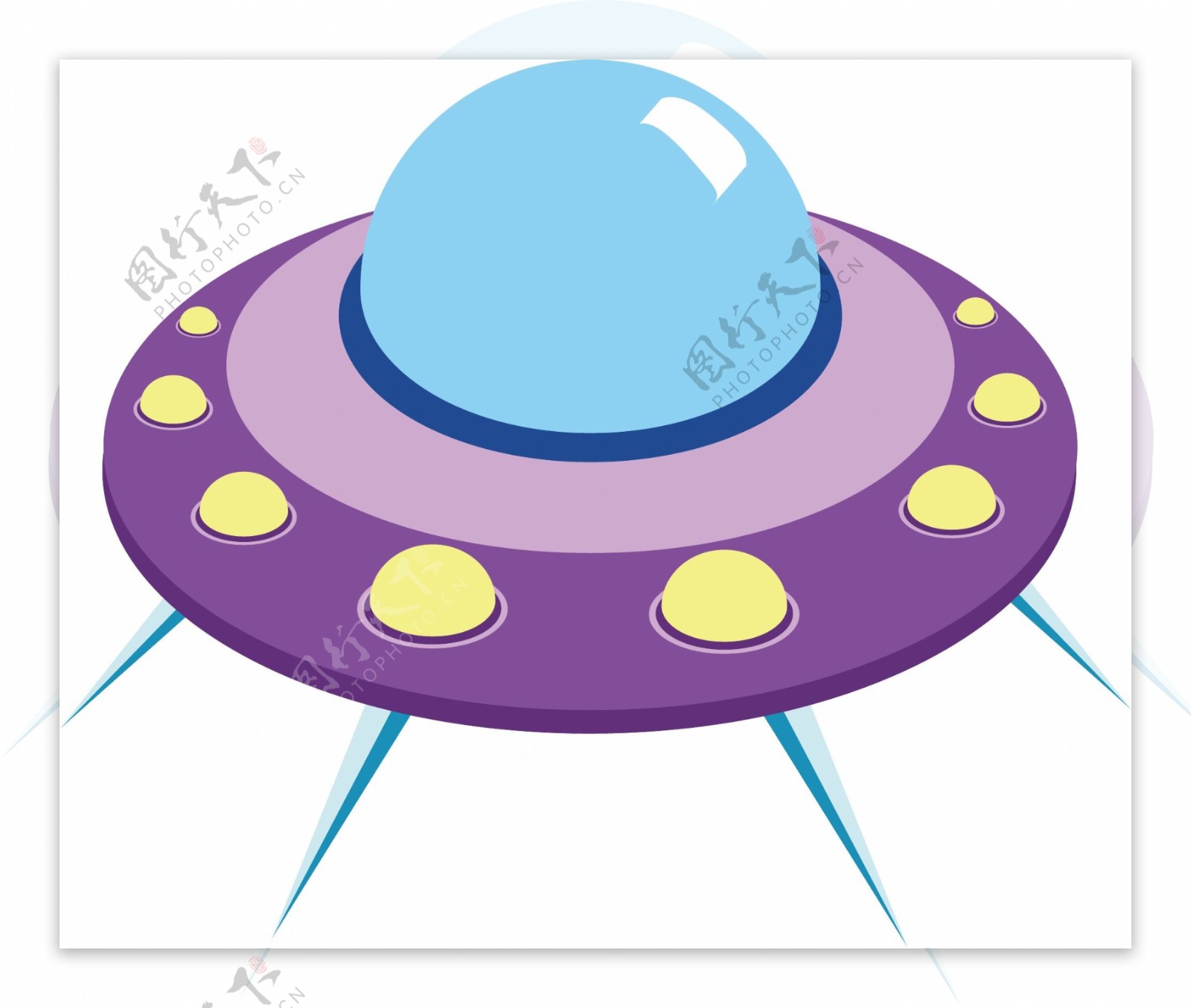 紫色的卡通飞碟插画