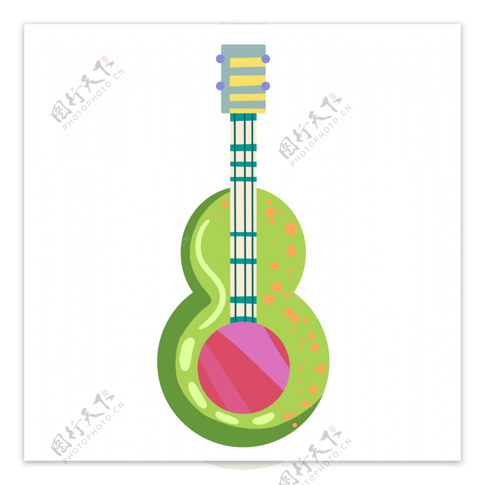 绿色的乐器吉他插画