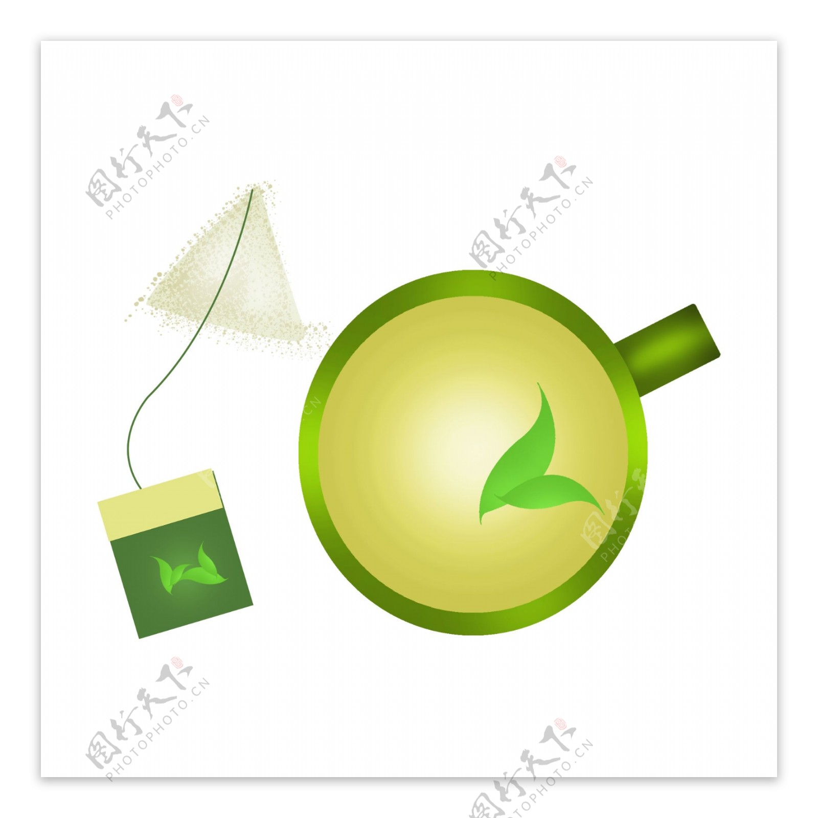 茶具和绿茶茶水插图