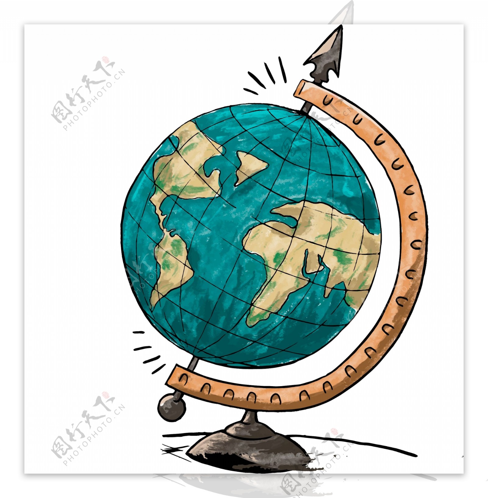 卡通手绘地球仪矢量素材