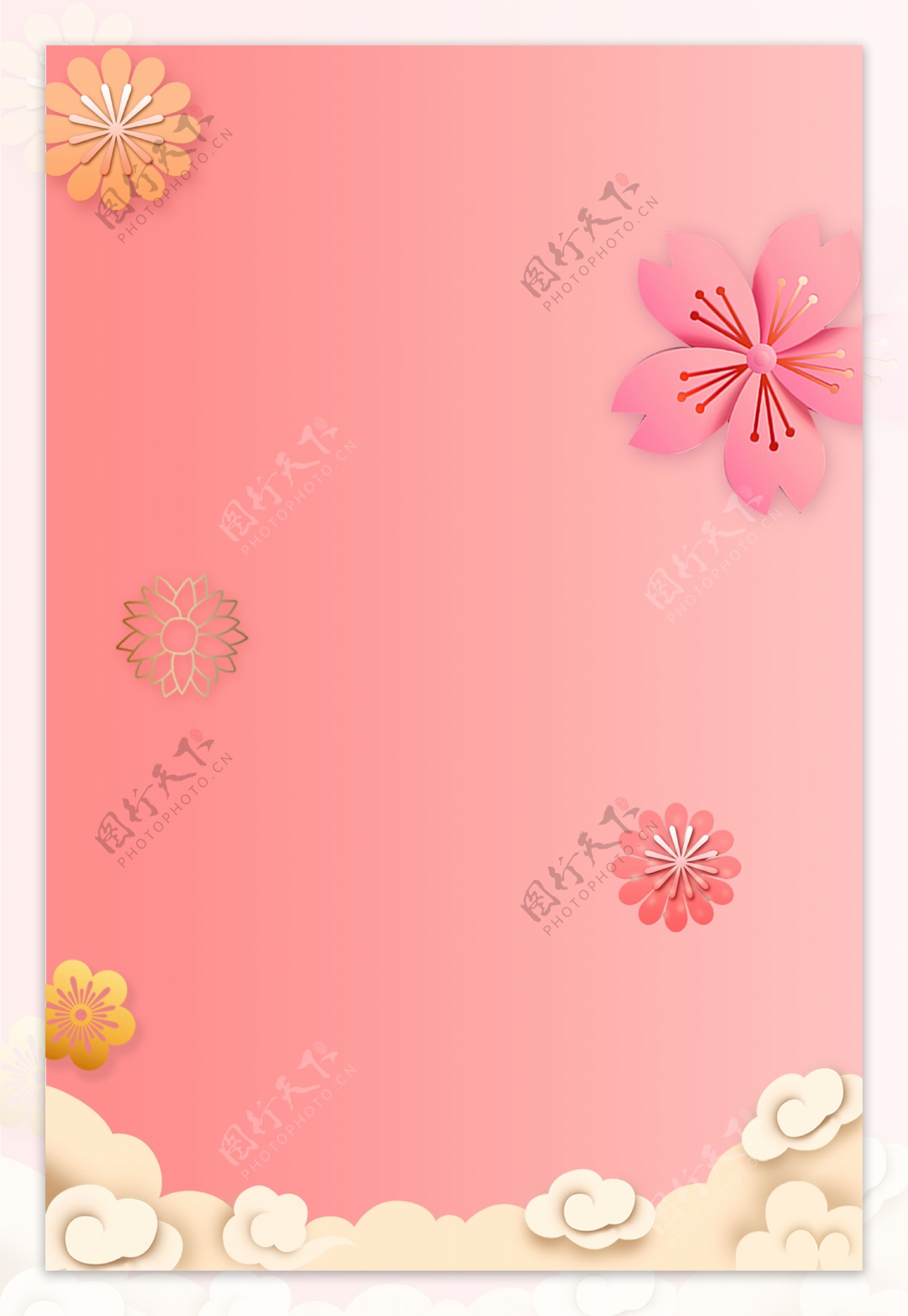 新式中国风花朵花卉背景模板
