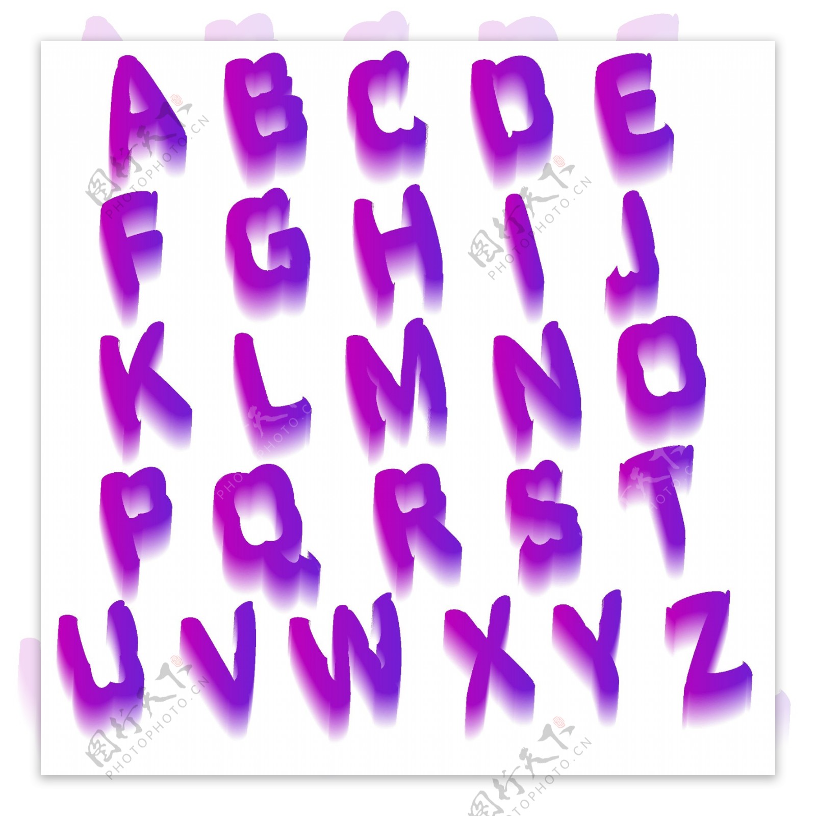 紫色渐变字母集合