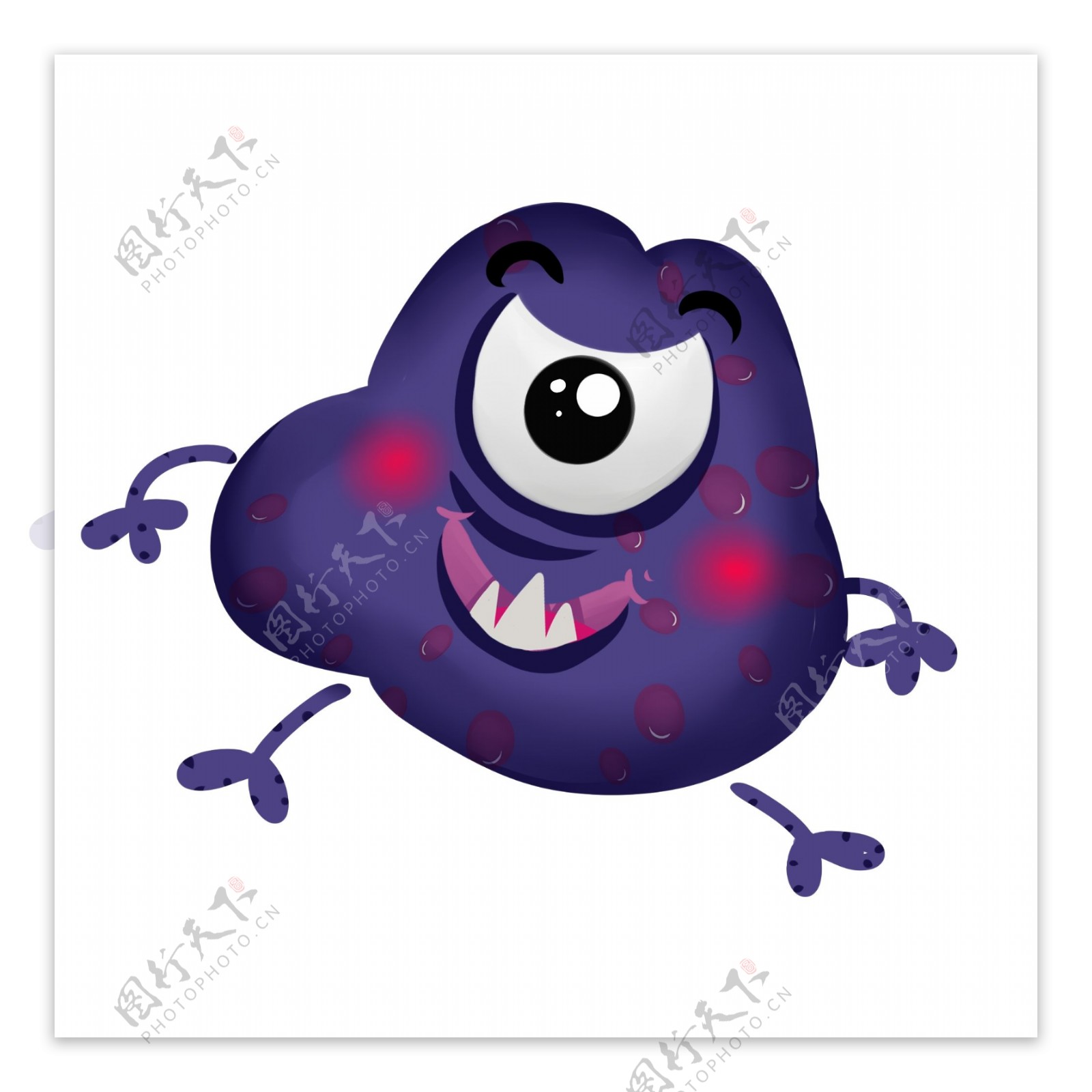 紫色卡通细菌png素材
