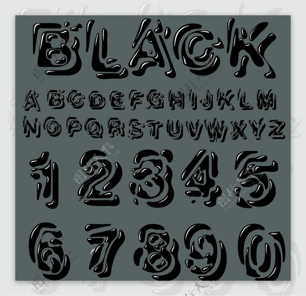 黑色数字字母
