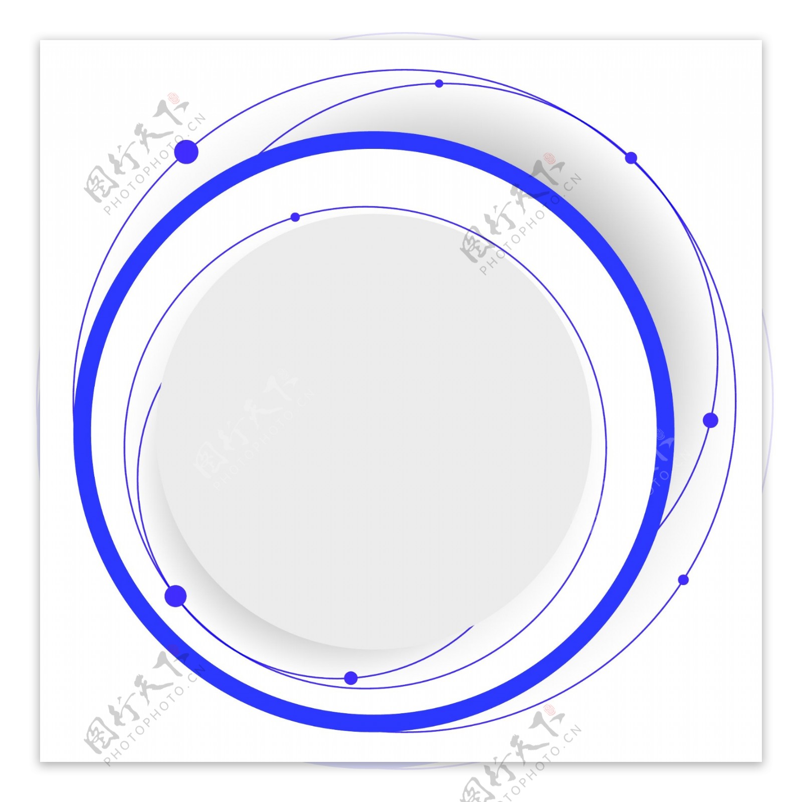 科技蓝白圈环圆弧环绕圆形边框底纹矢量免抠