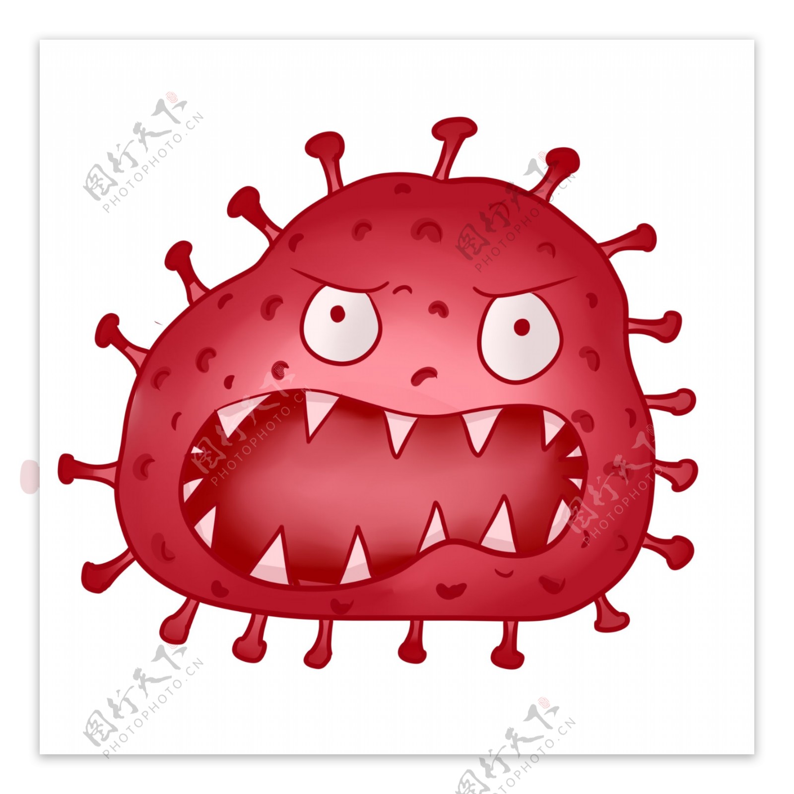 红色卡通拟人细菌