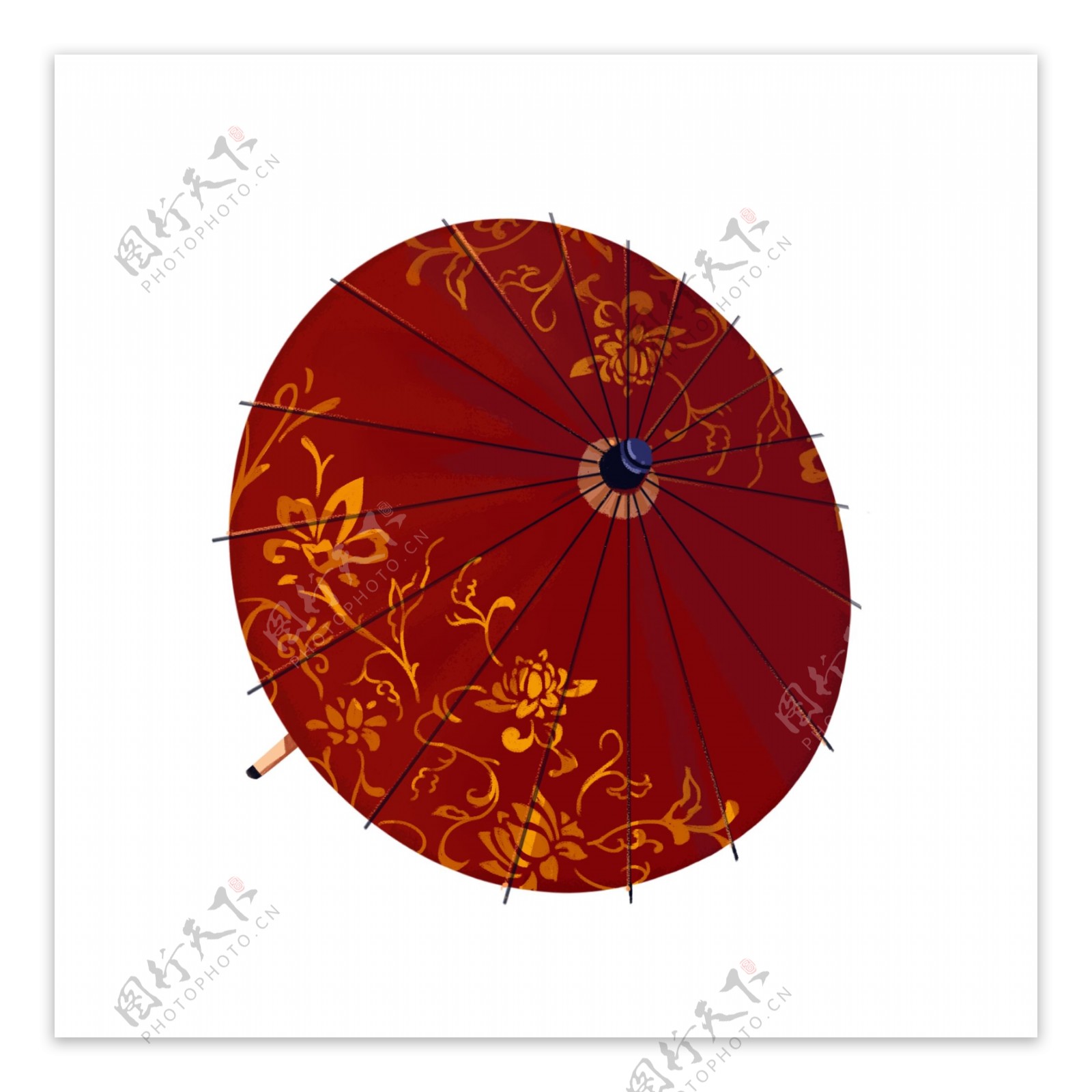 雨伞油纸伞红色梅花中国古典风PNG