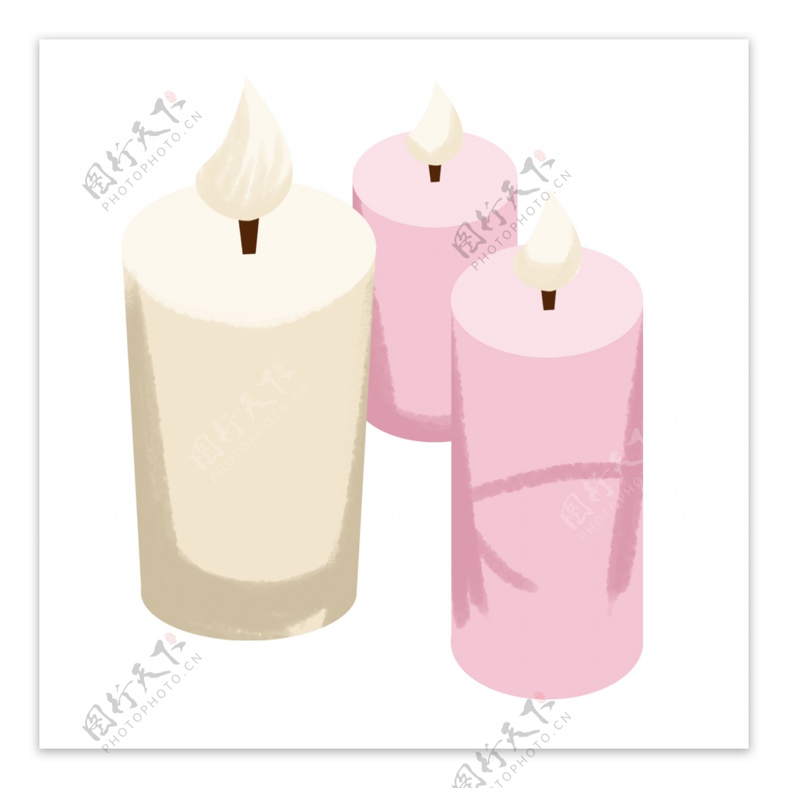 粉白色文艺蜡烛卡通png素材