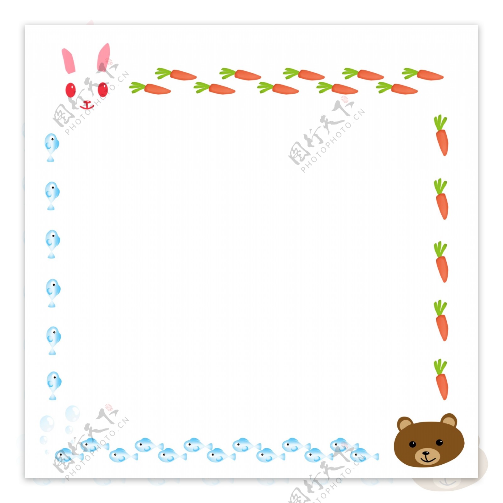 手绘兔子和熊边框