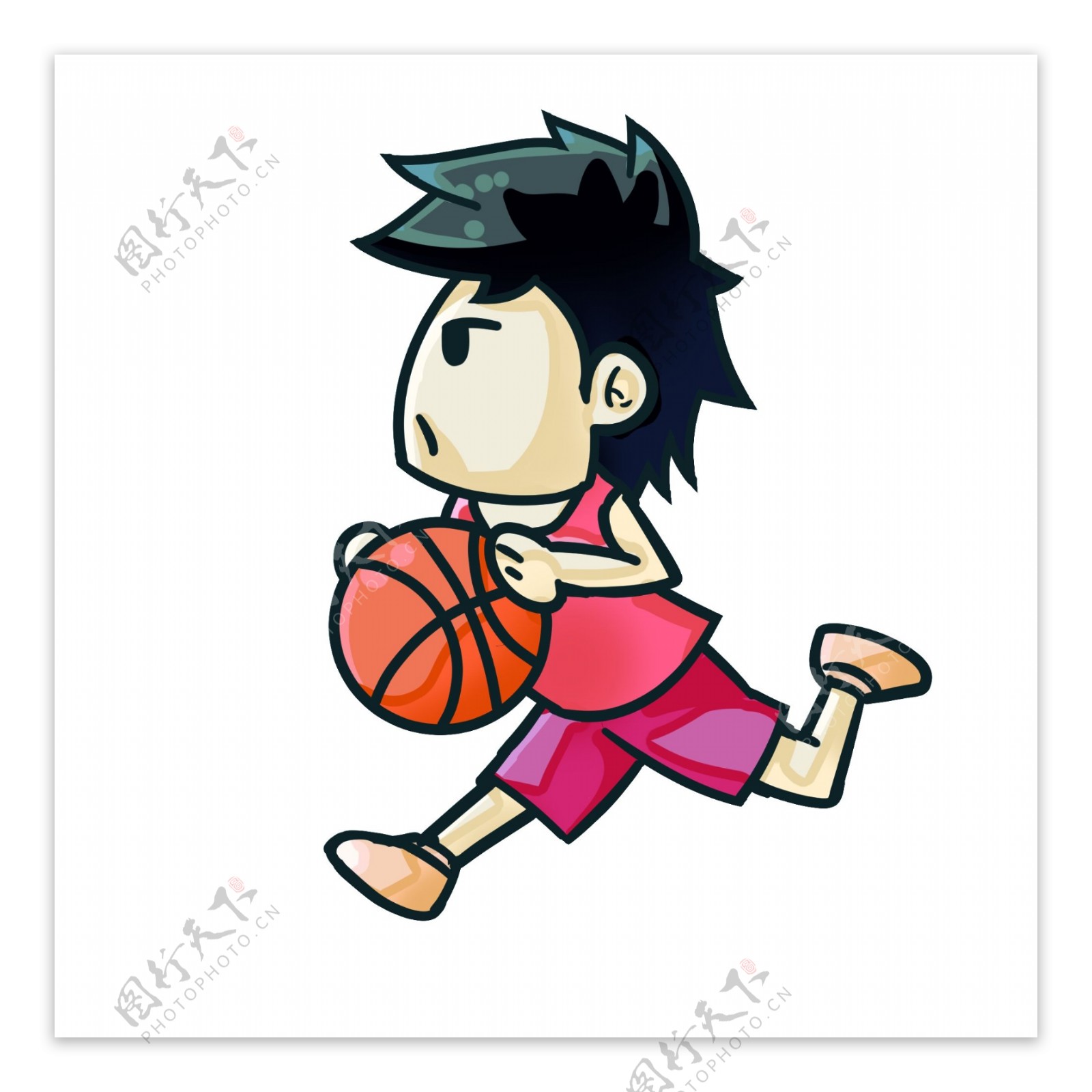 打篮球的小男孩插画