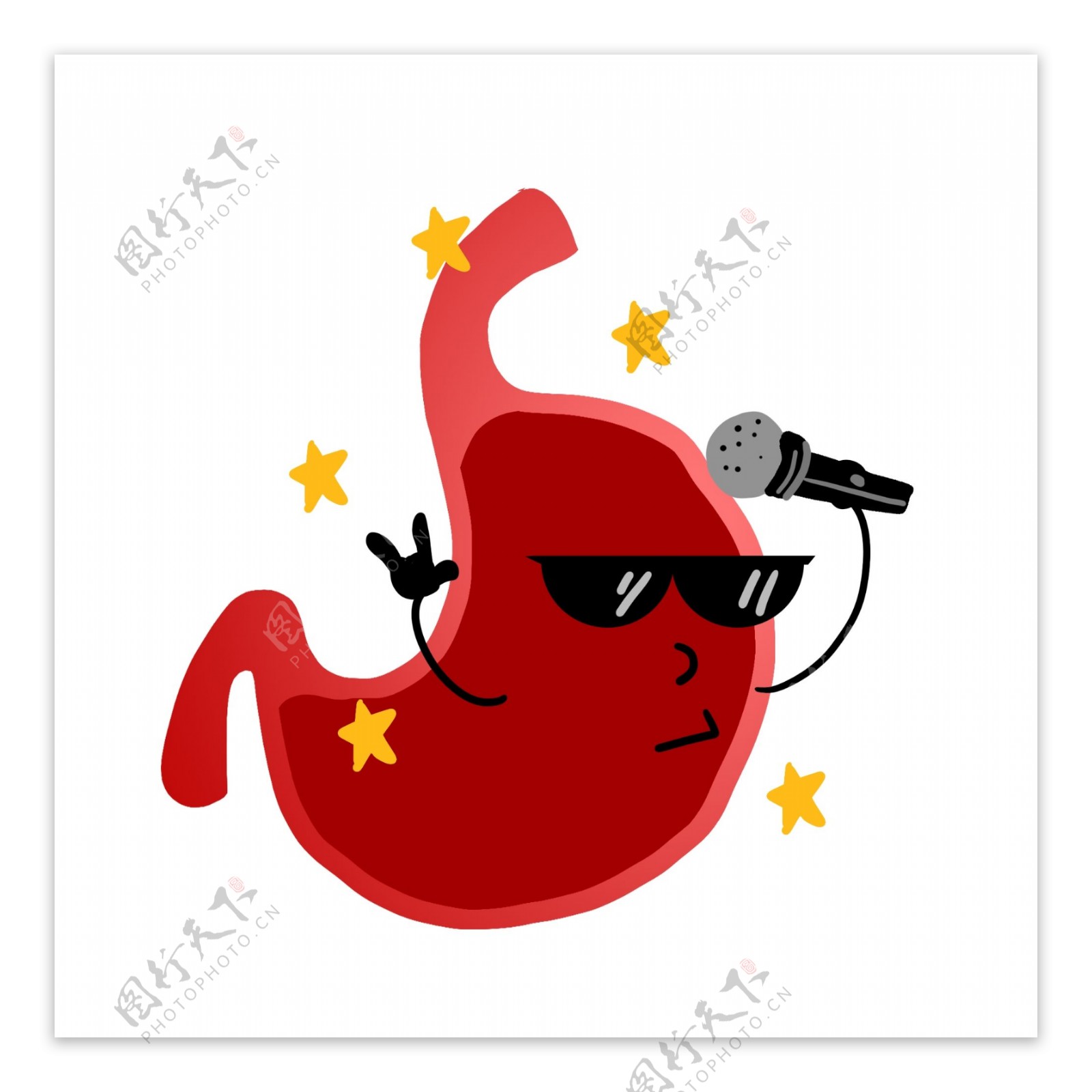 人体器官红色的胃插图