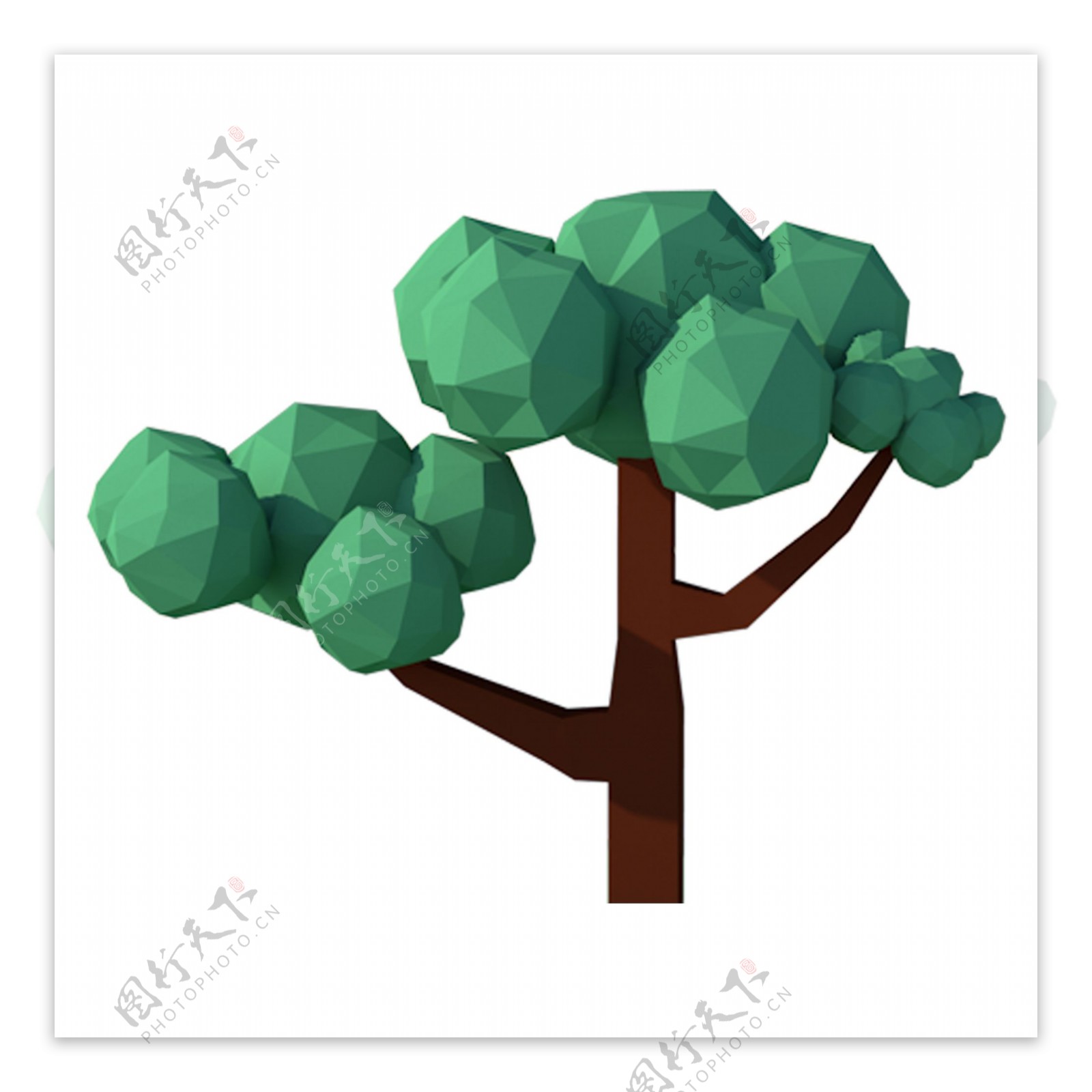 绿色树木卡通透明素材