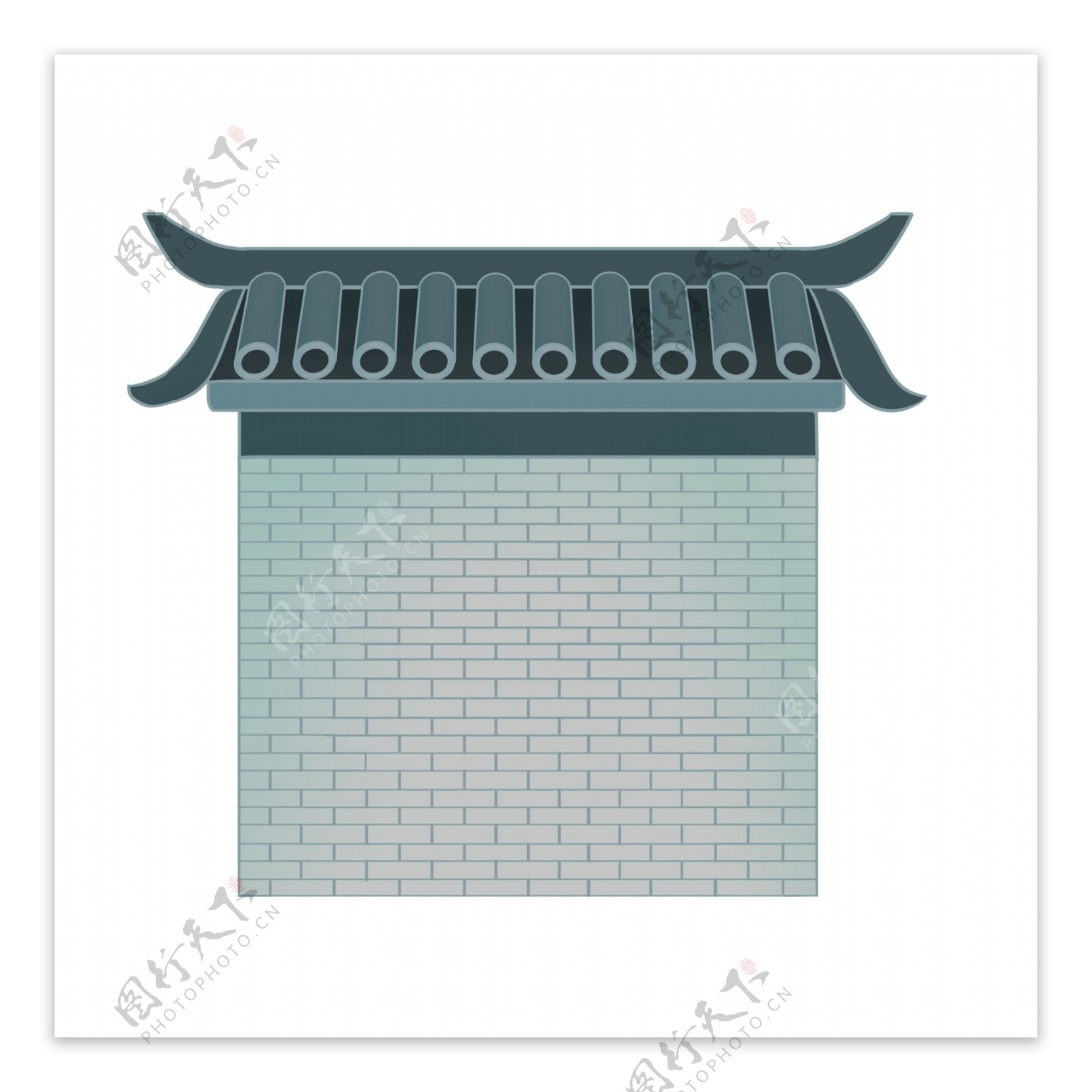 手绘中国风建筑屋檐插画
