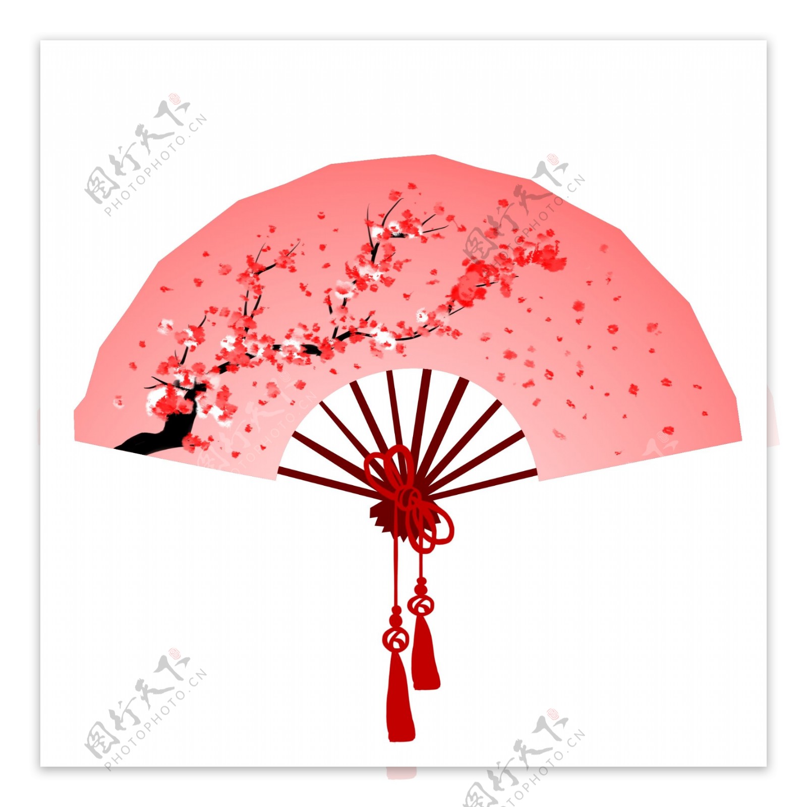 中国古风红色梅花折扇