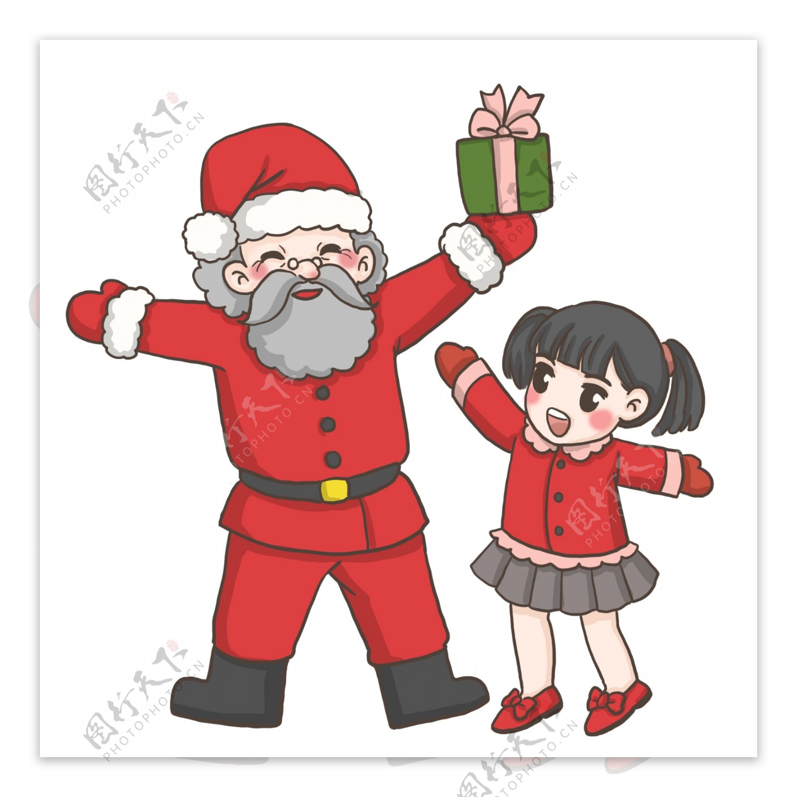 圣诞老人和女孩PNG
