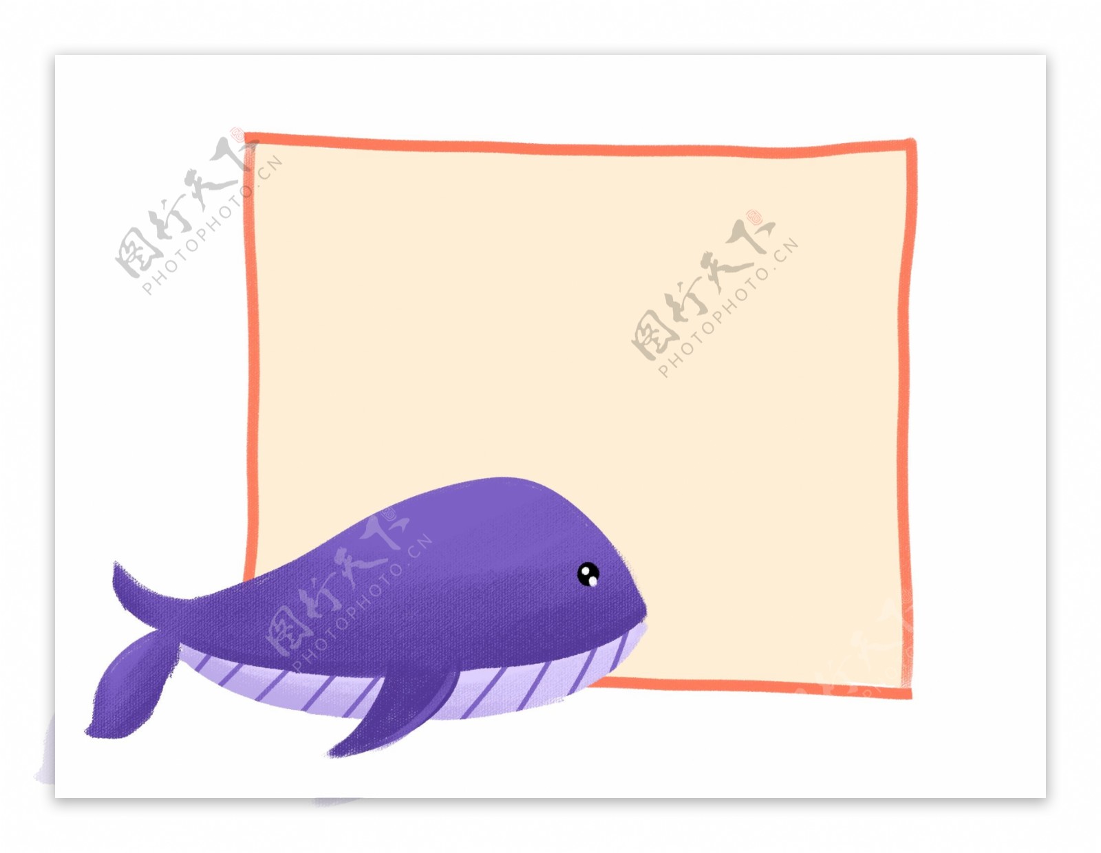 蓝色鲸鱼装饰边框插画