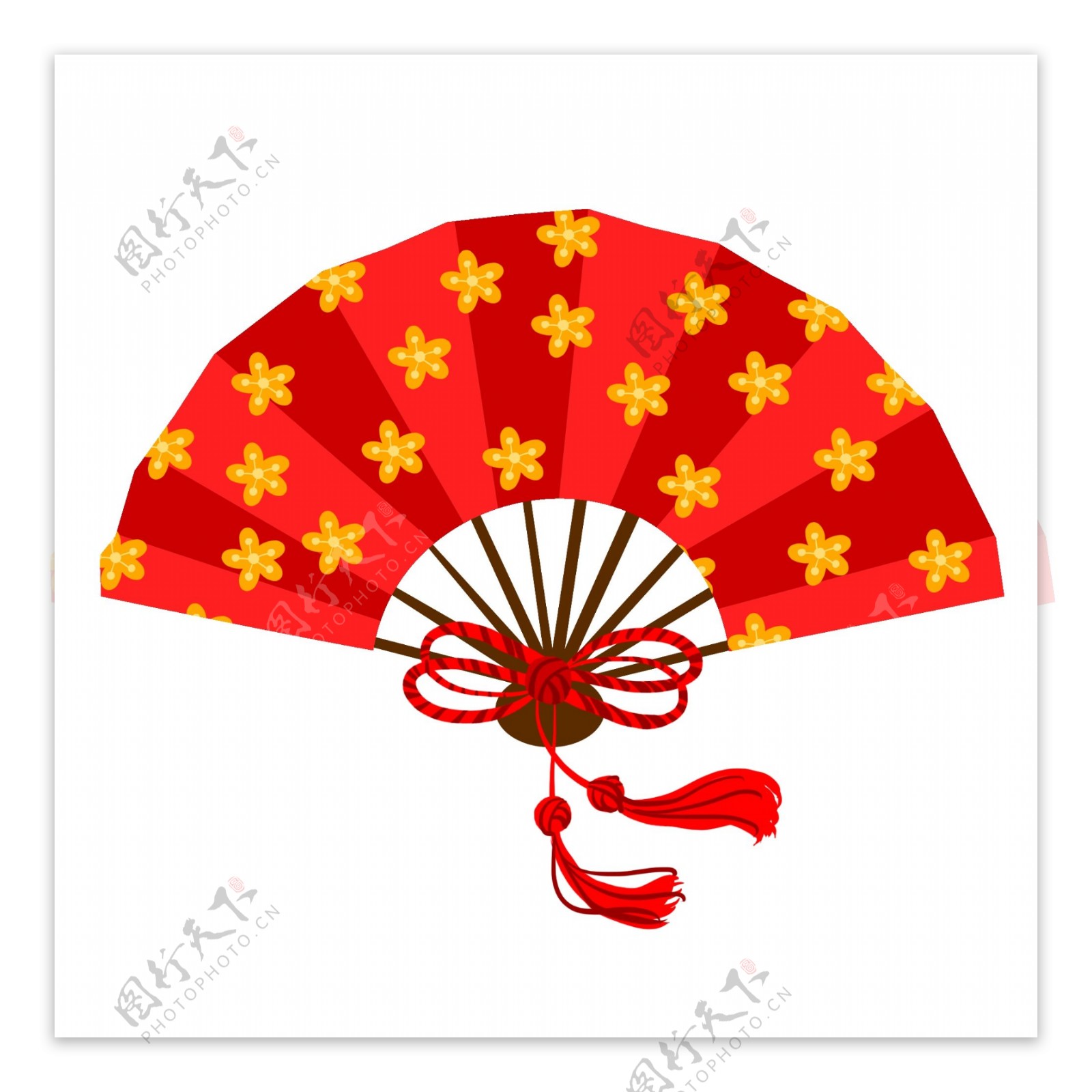 中国古风红色梅花折扇