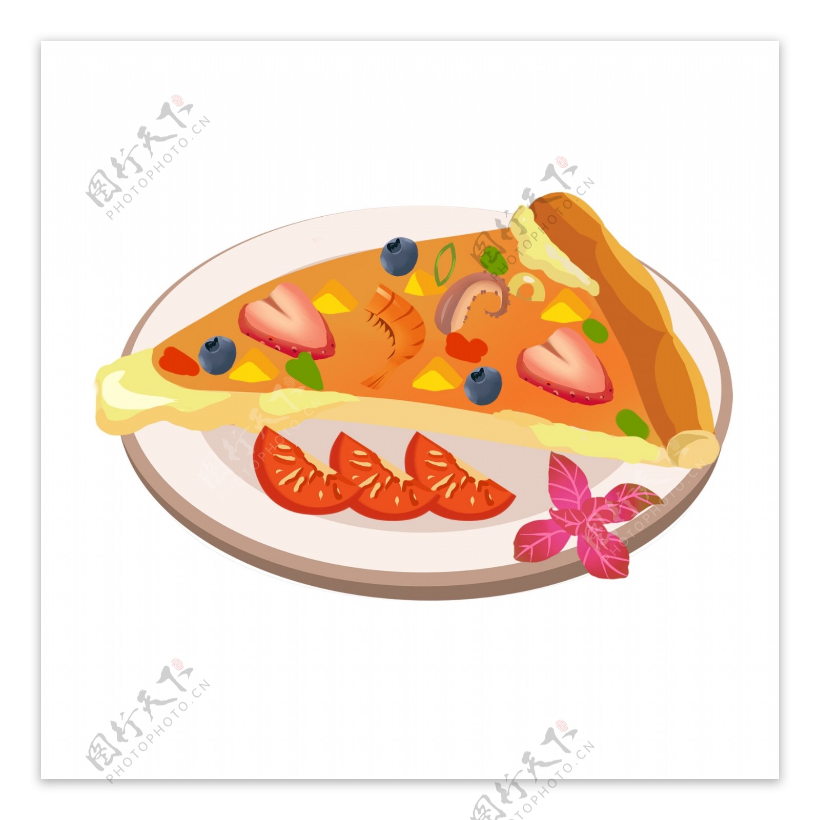 手绘美食食物水果披萨pizza
