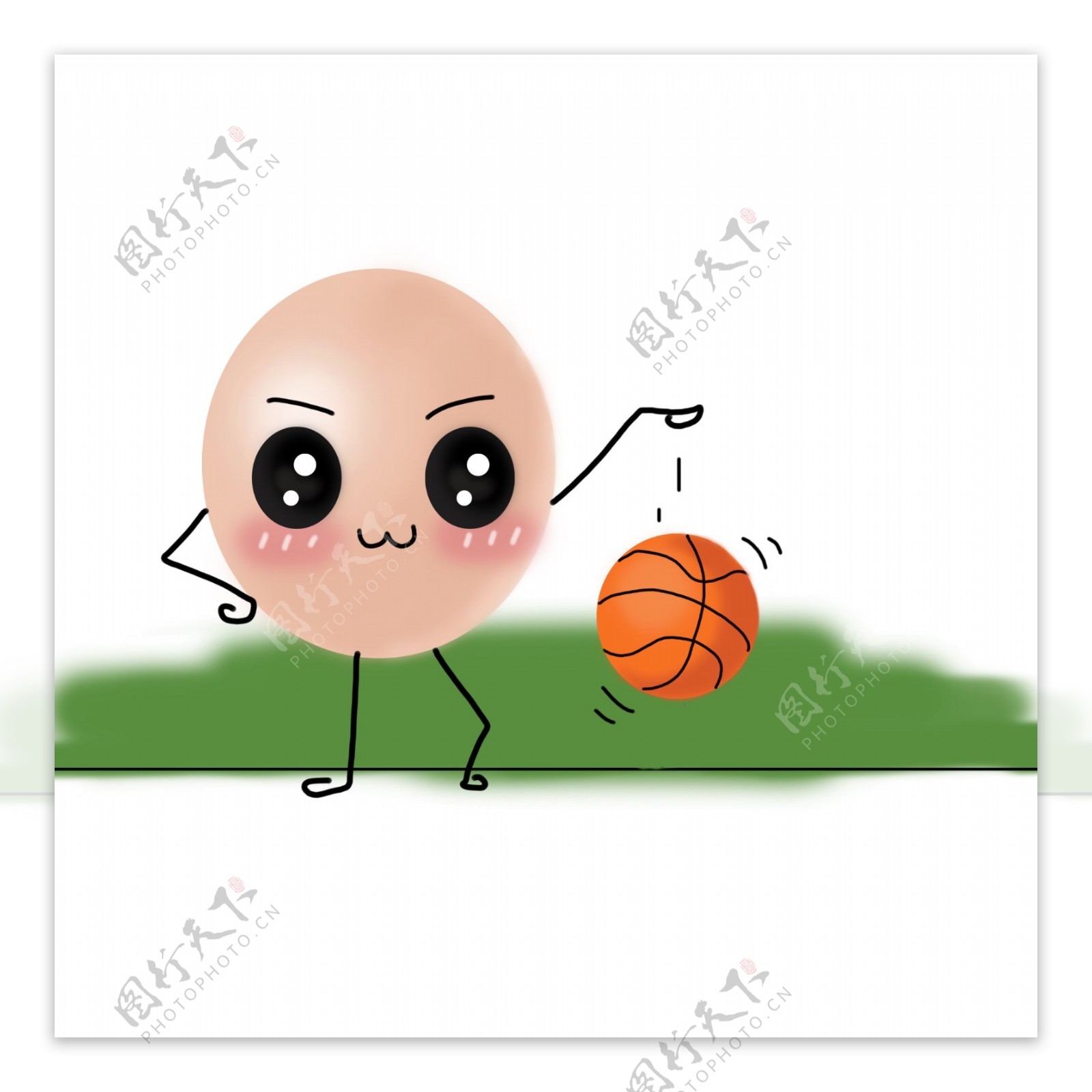 汤圆打篮球手绘设计元素