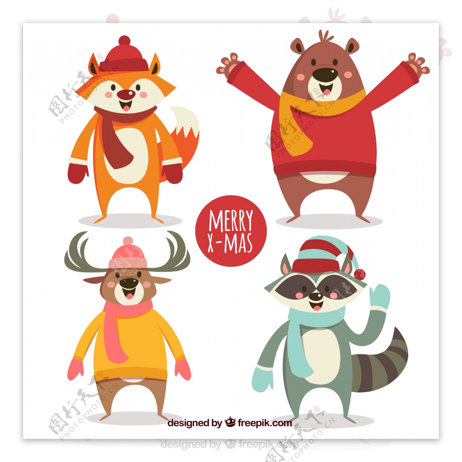 4款创意冬季圣诞森林动物