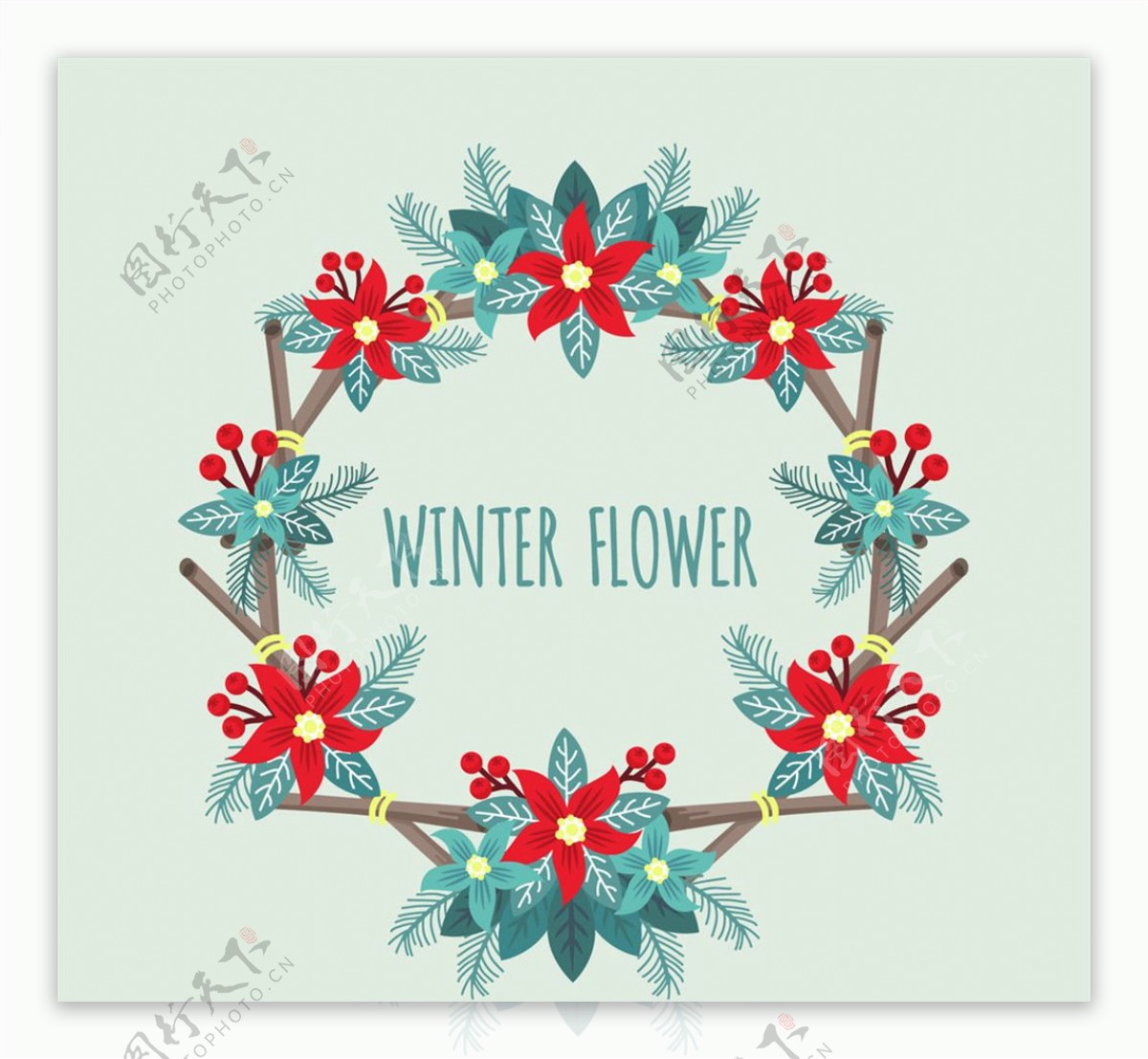 彩色冬季花环设计