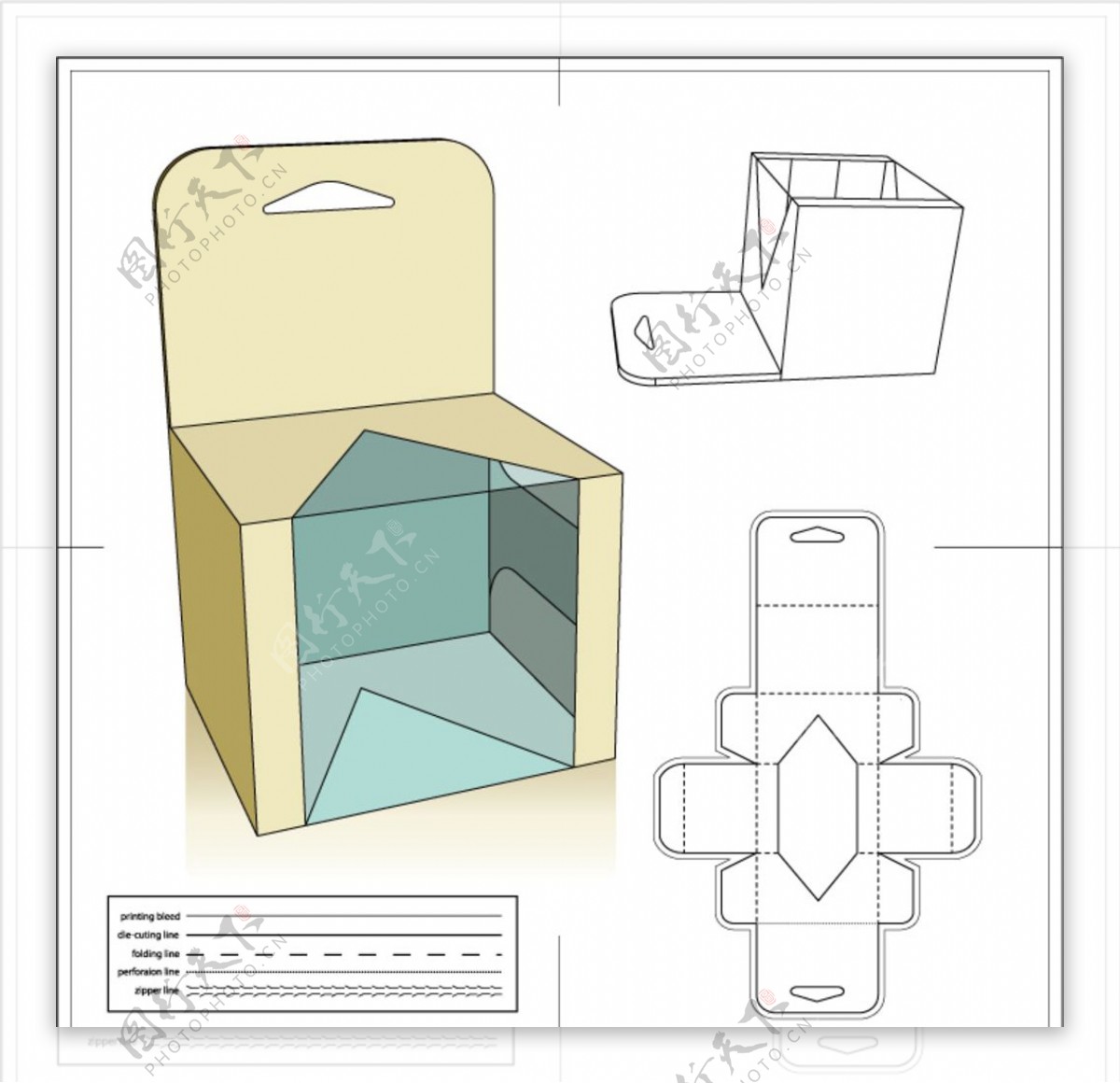 包装结构立体盒子盒子展开