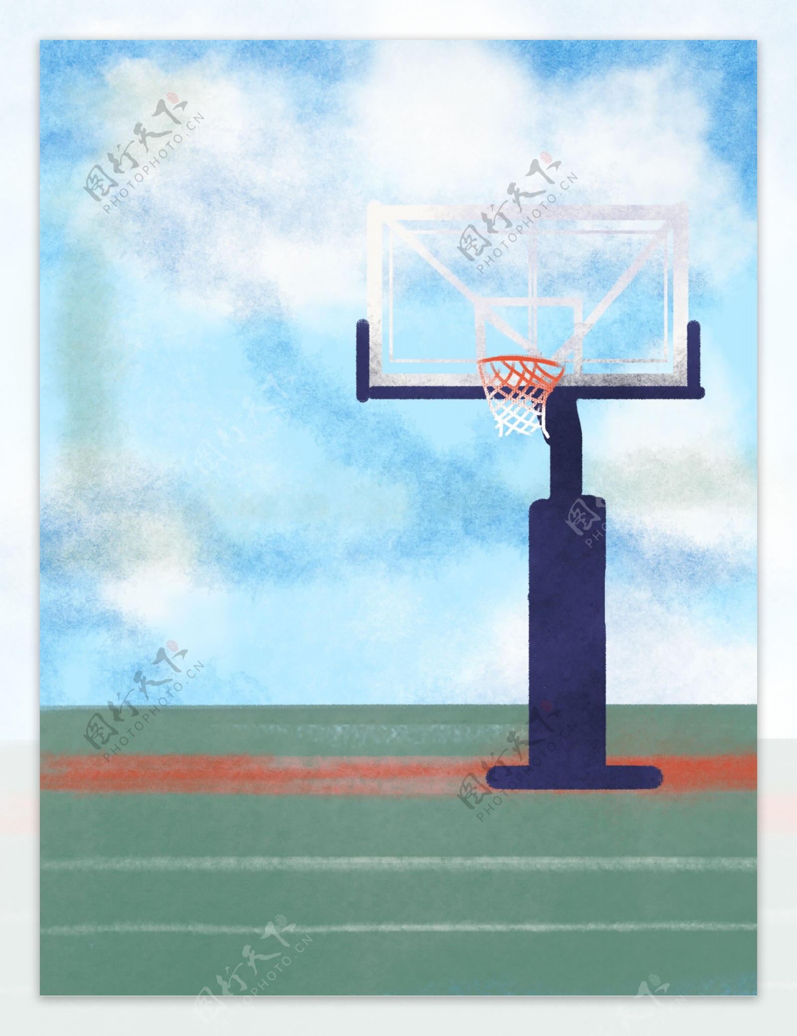 手绘篮球场背景设计