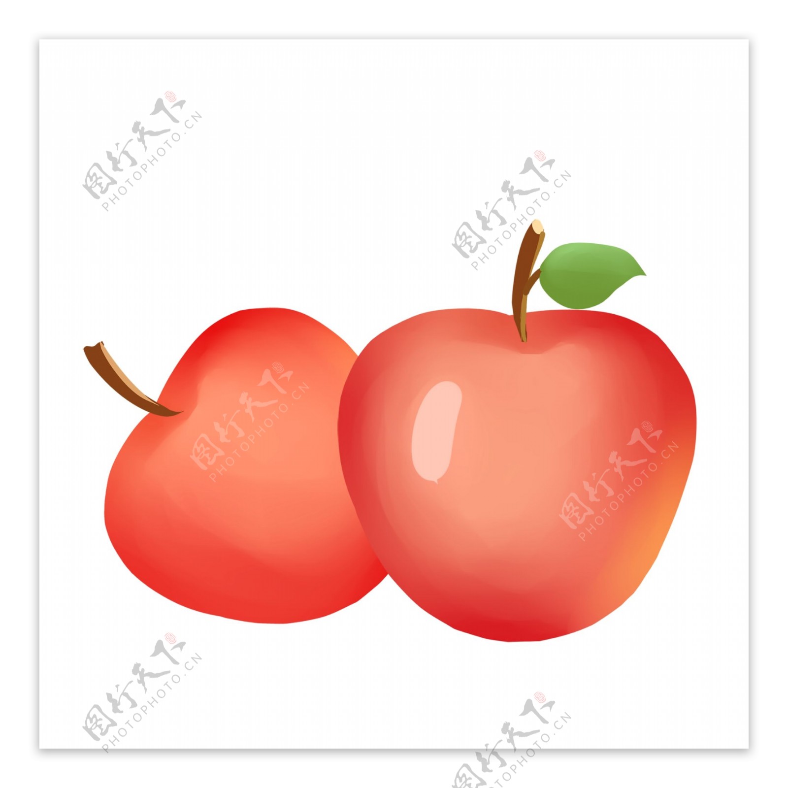手绘夏季自然清新水果红苹果免抠png