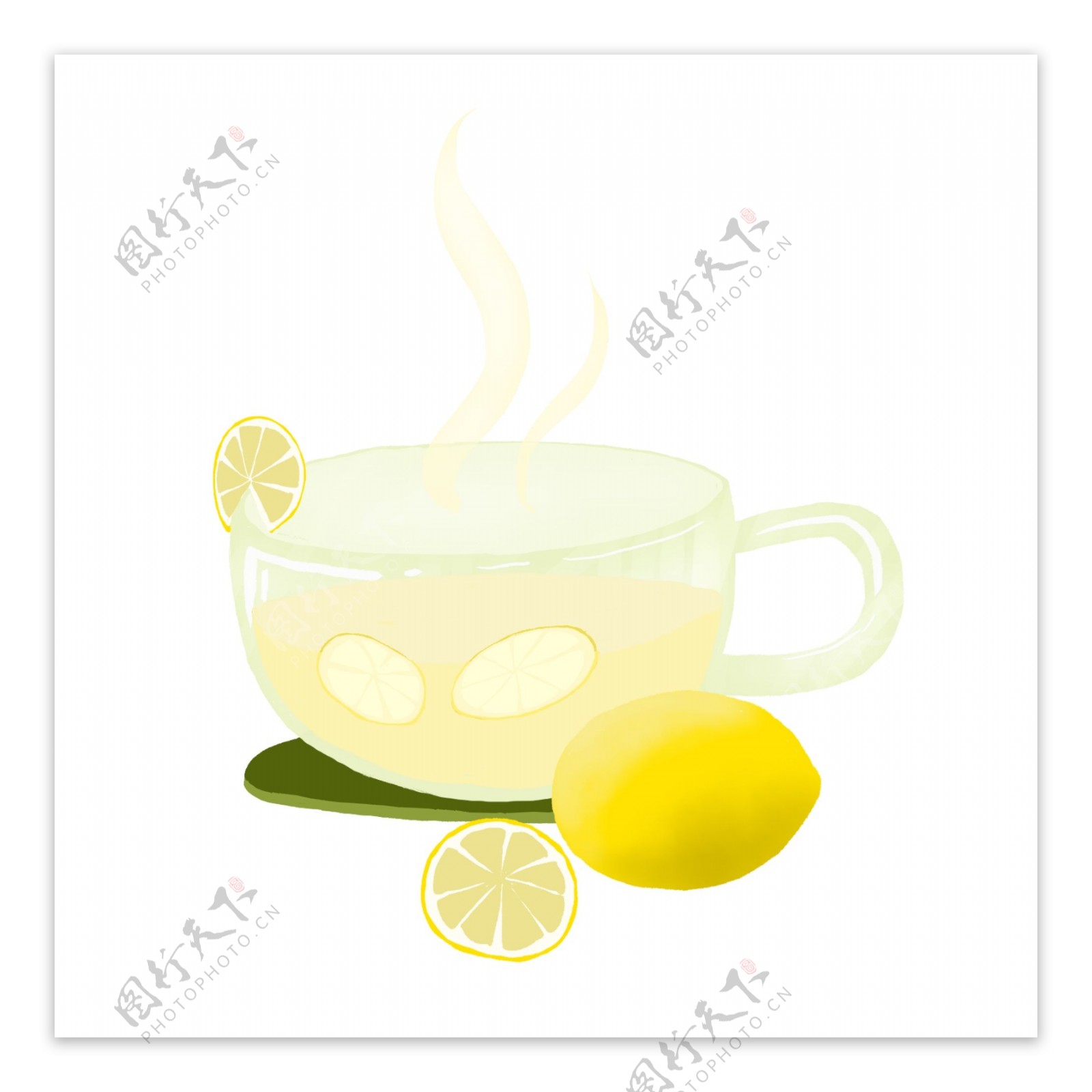 手绘立夏柠檬茶柠檬装饰素材