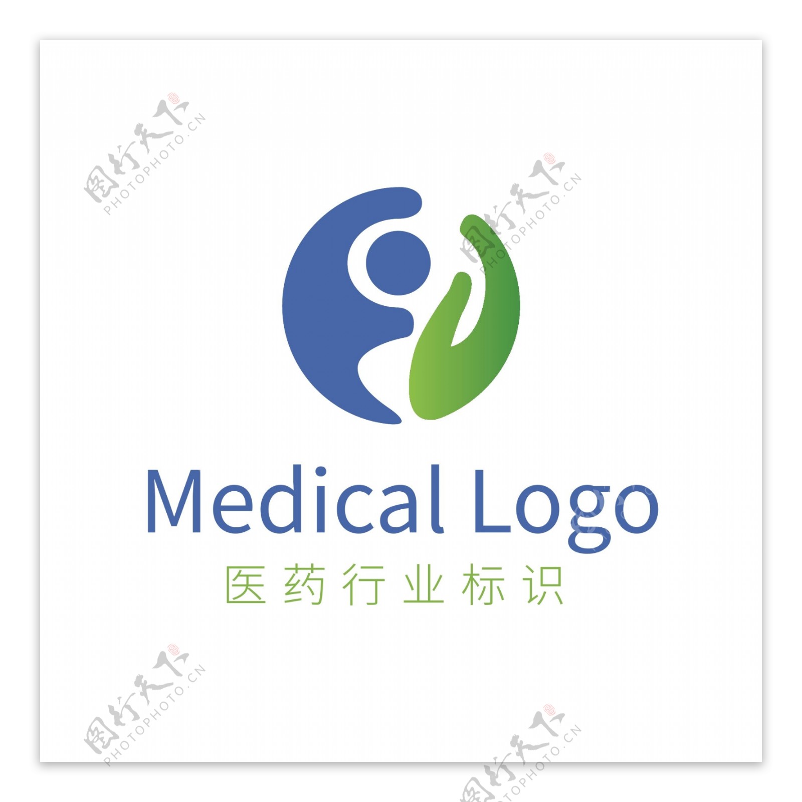 蓝色简洁呵护医药卫生健康行业logo