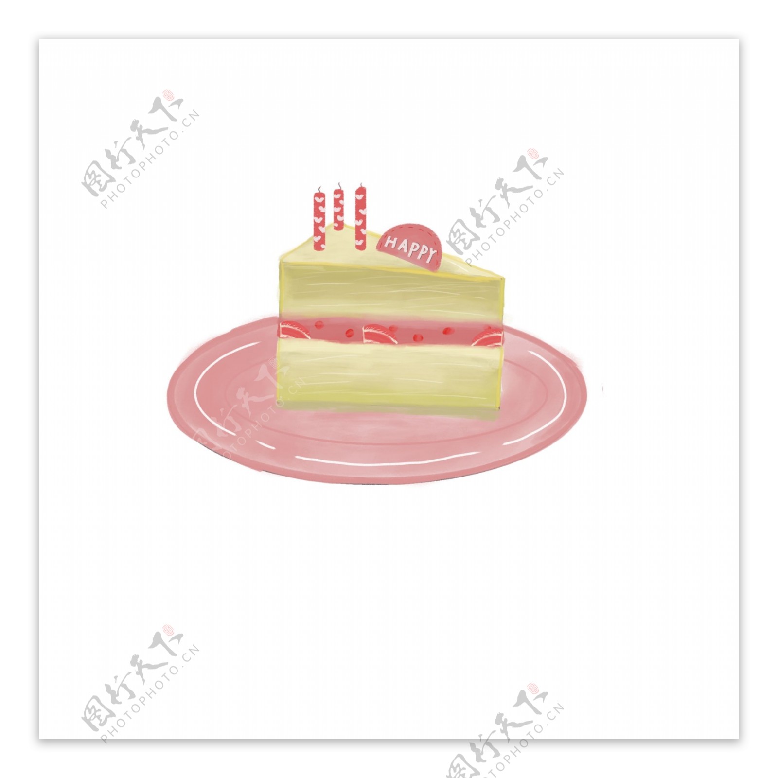 手绘夹心草莓蜡烛蛋糕
