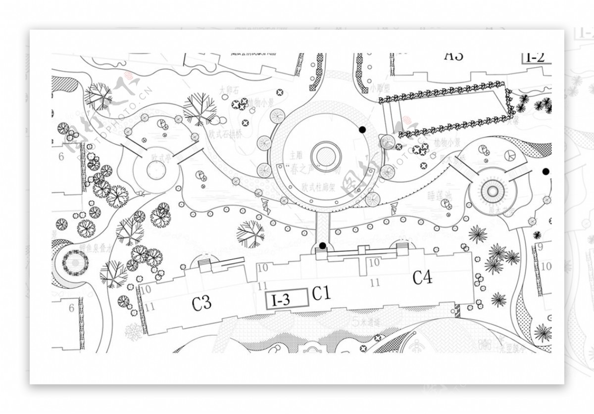 公园景观方案规划CAD平面图