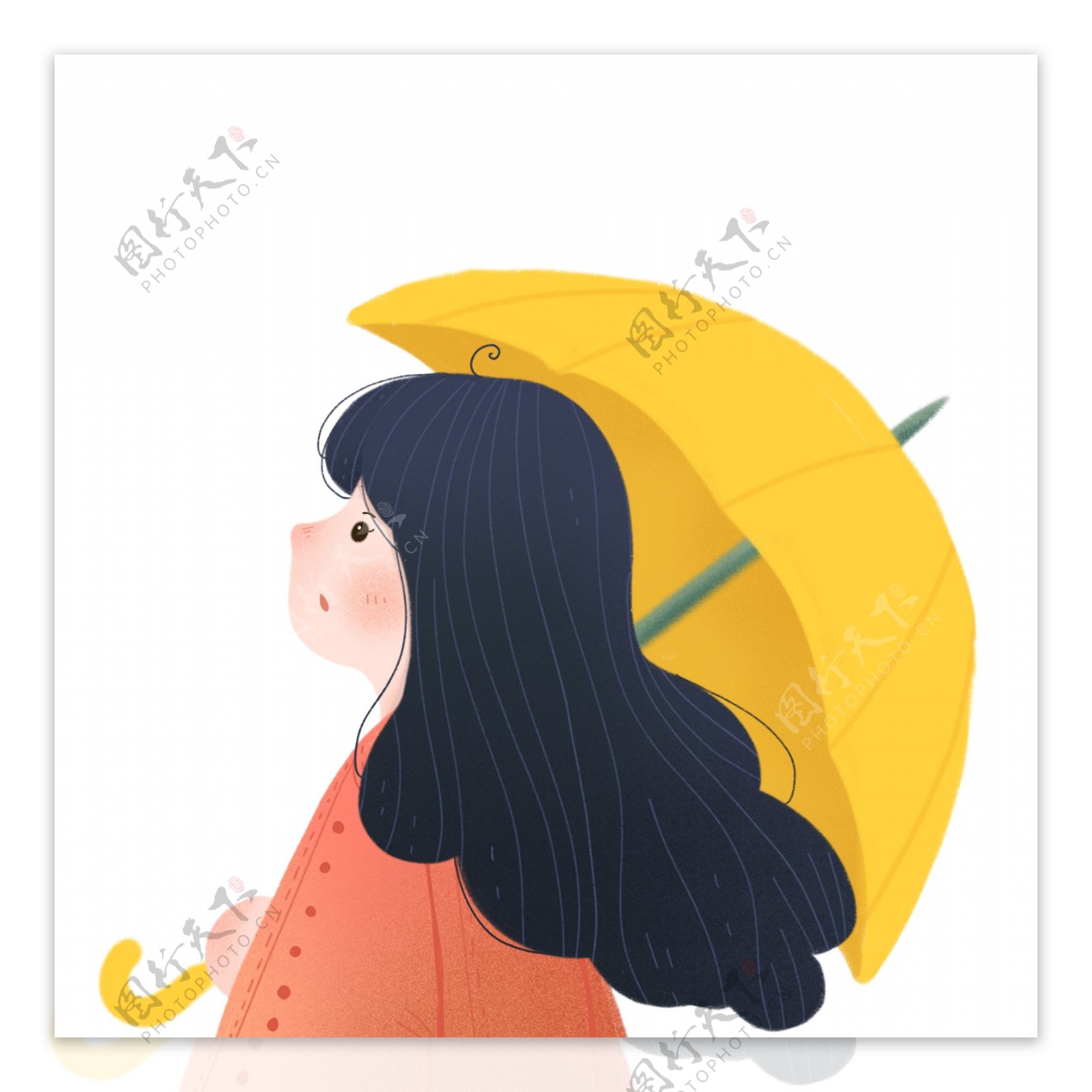 撑着雨伞的小姑娘装饰元素