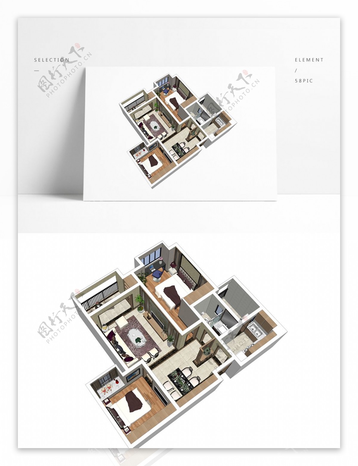 SU样板房住宅透视模型