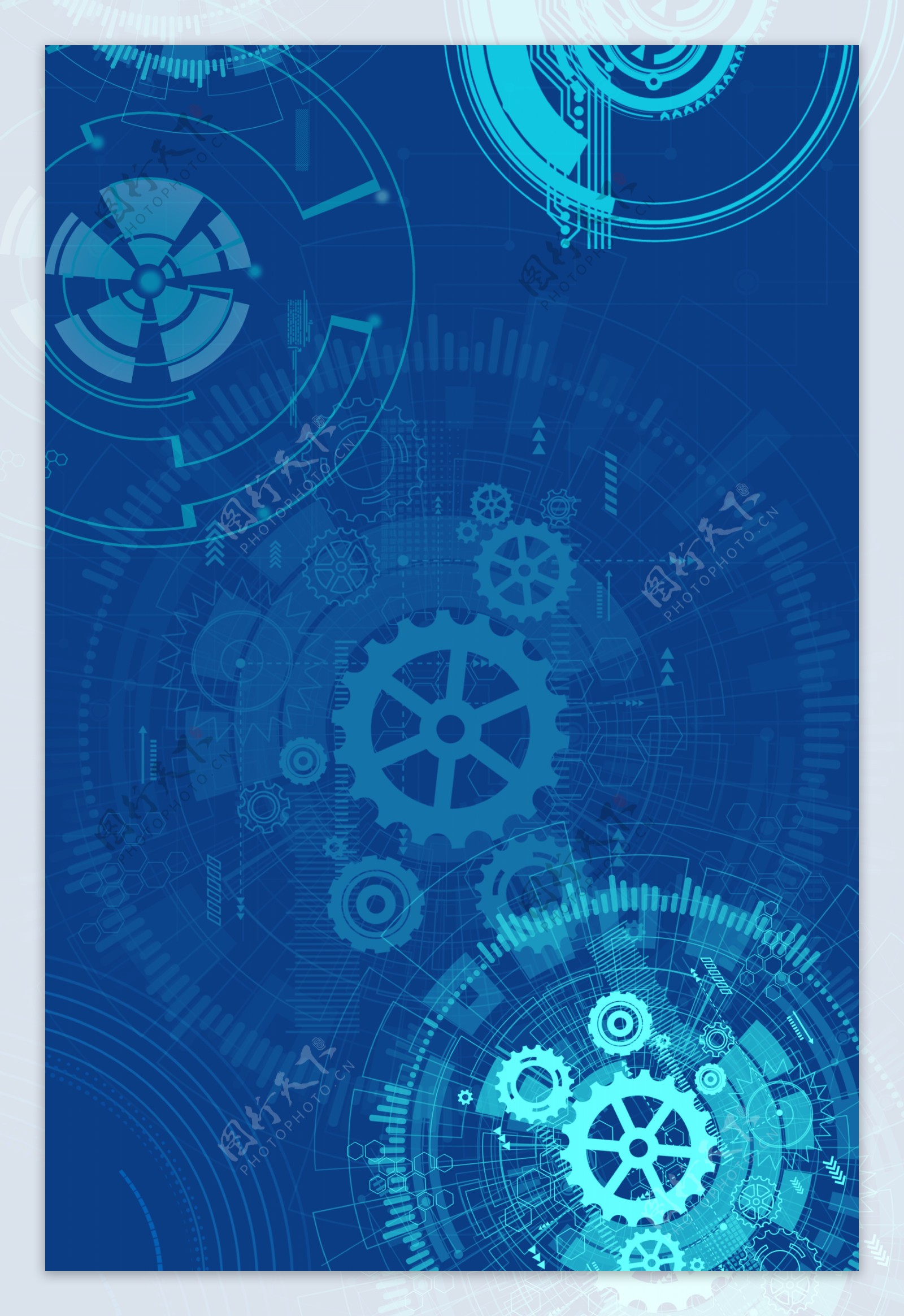 蓝色大气科技齿轮海报