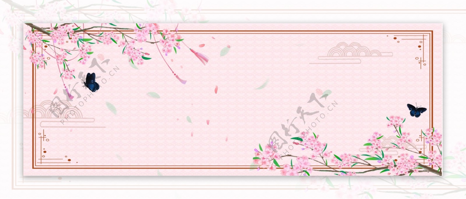 植物花卉粉色情人节banner