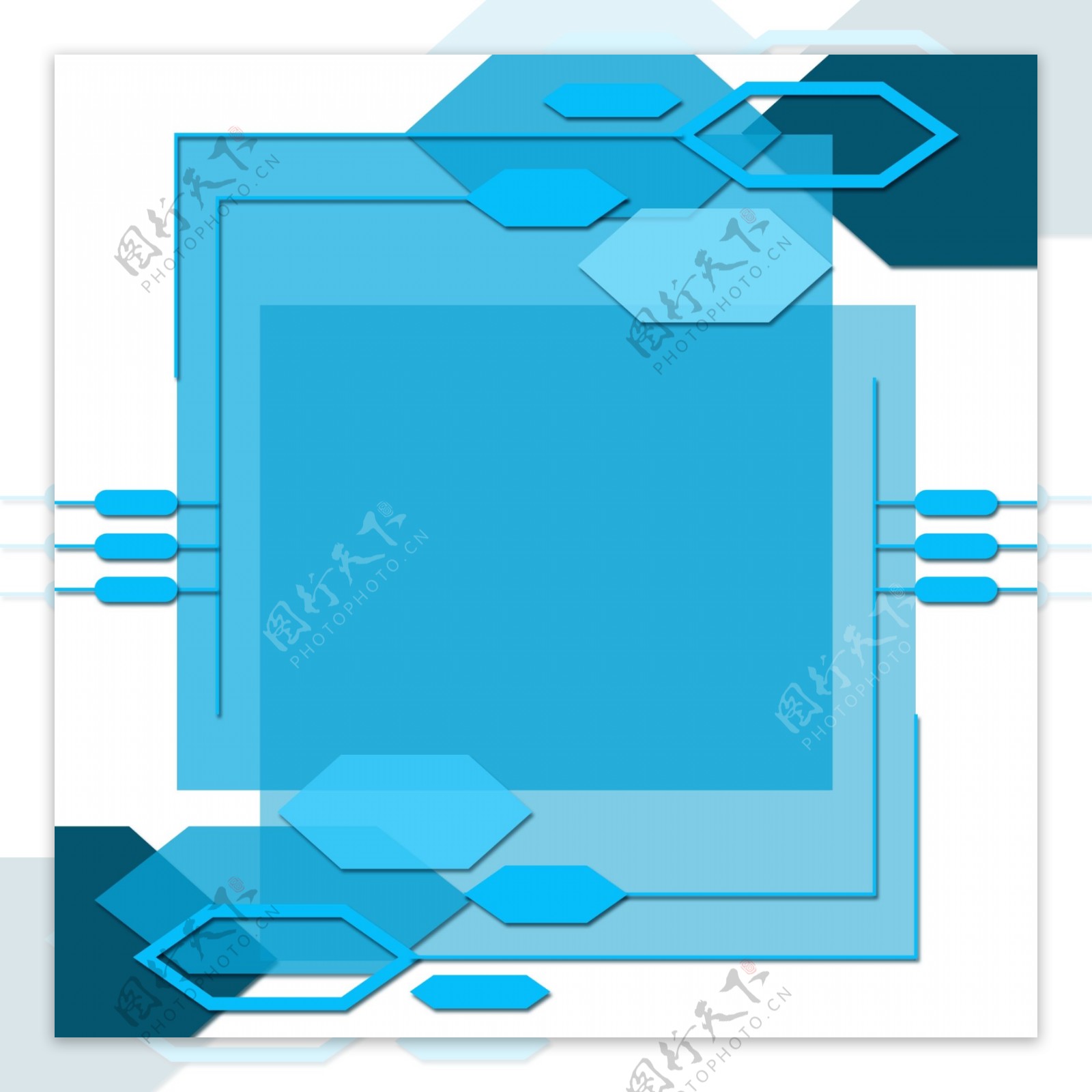 彩色科技边框蓝色装饰图