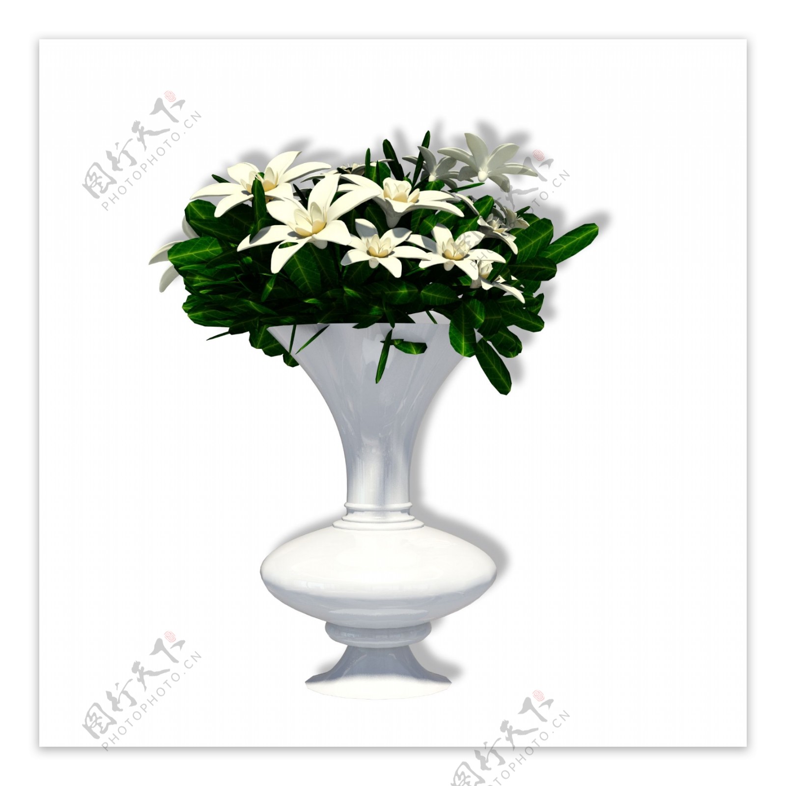 白色陶瓷花瓶插花