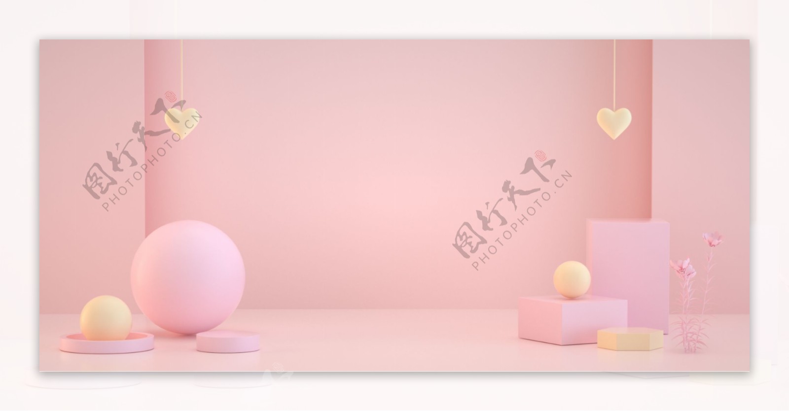 C4D简约展台电商粉色化妆品海报背景
