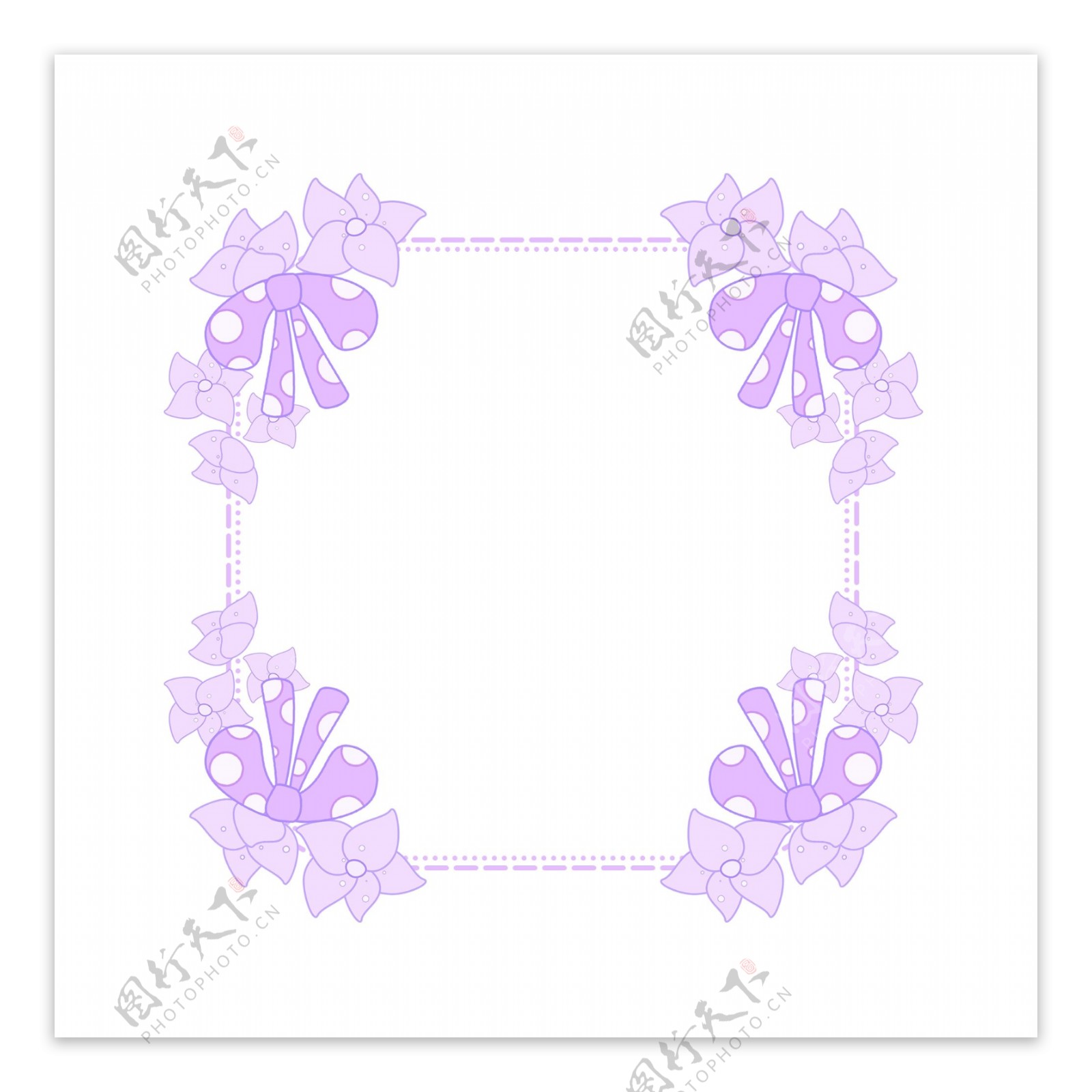 紫色蝴蝶结边框插画