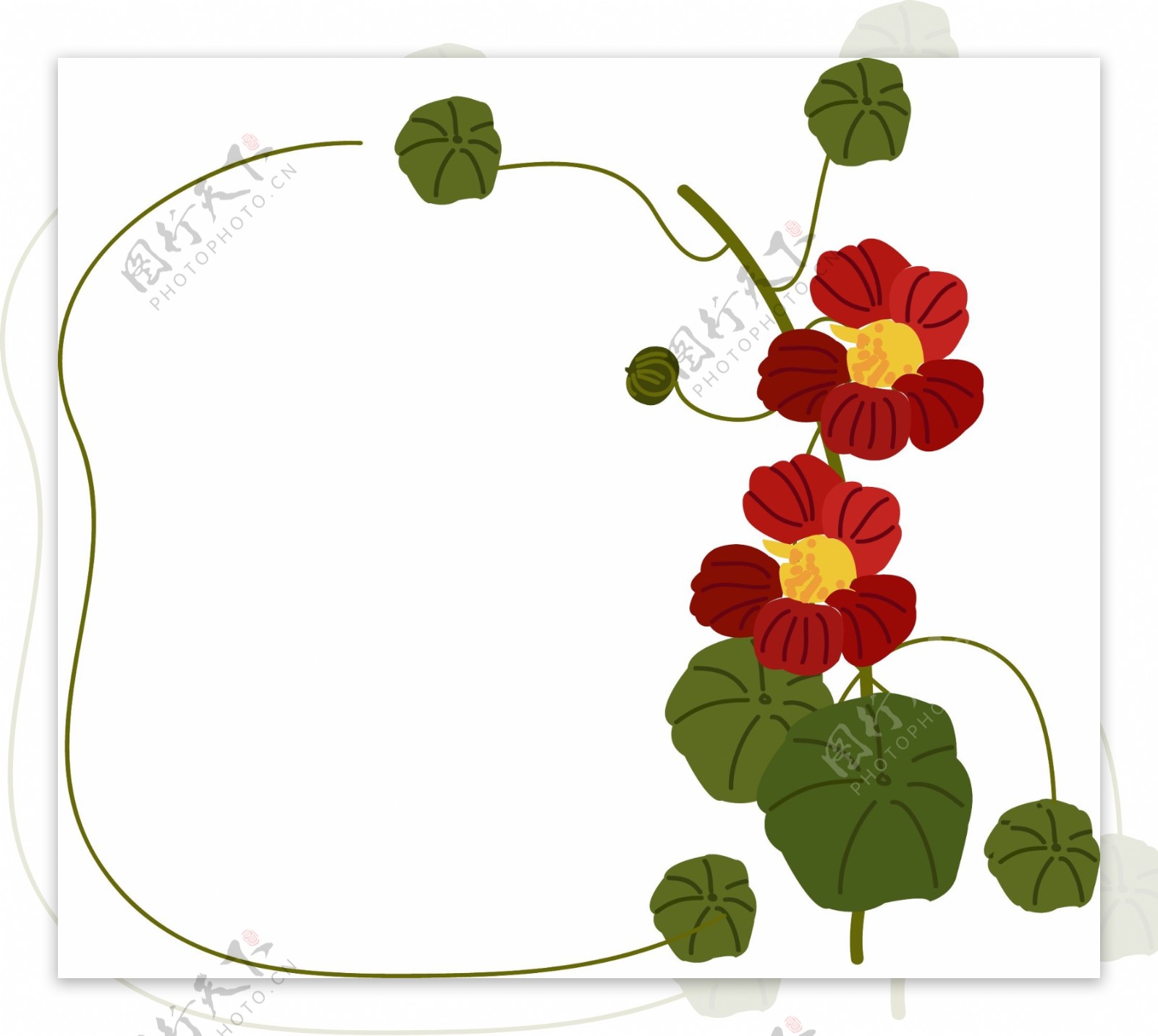 植物花枝卡通插画