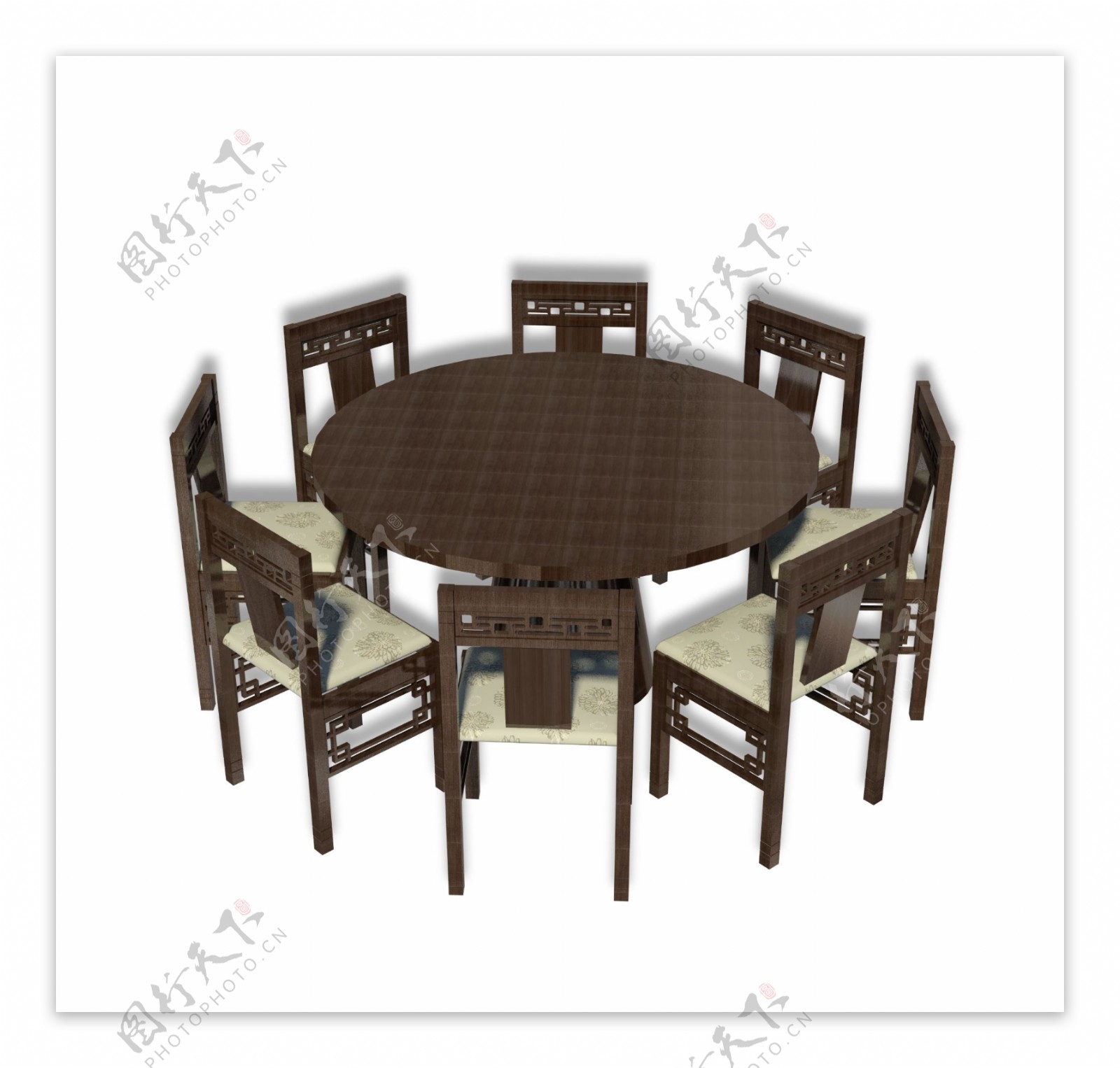 中式实木圆桌椅子