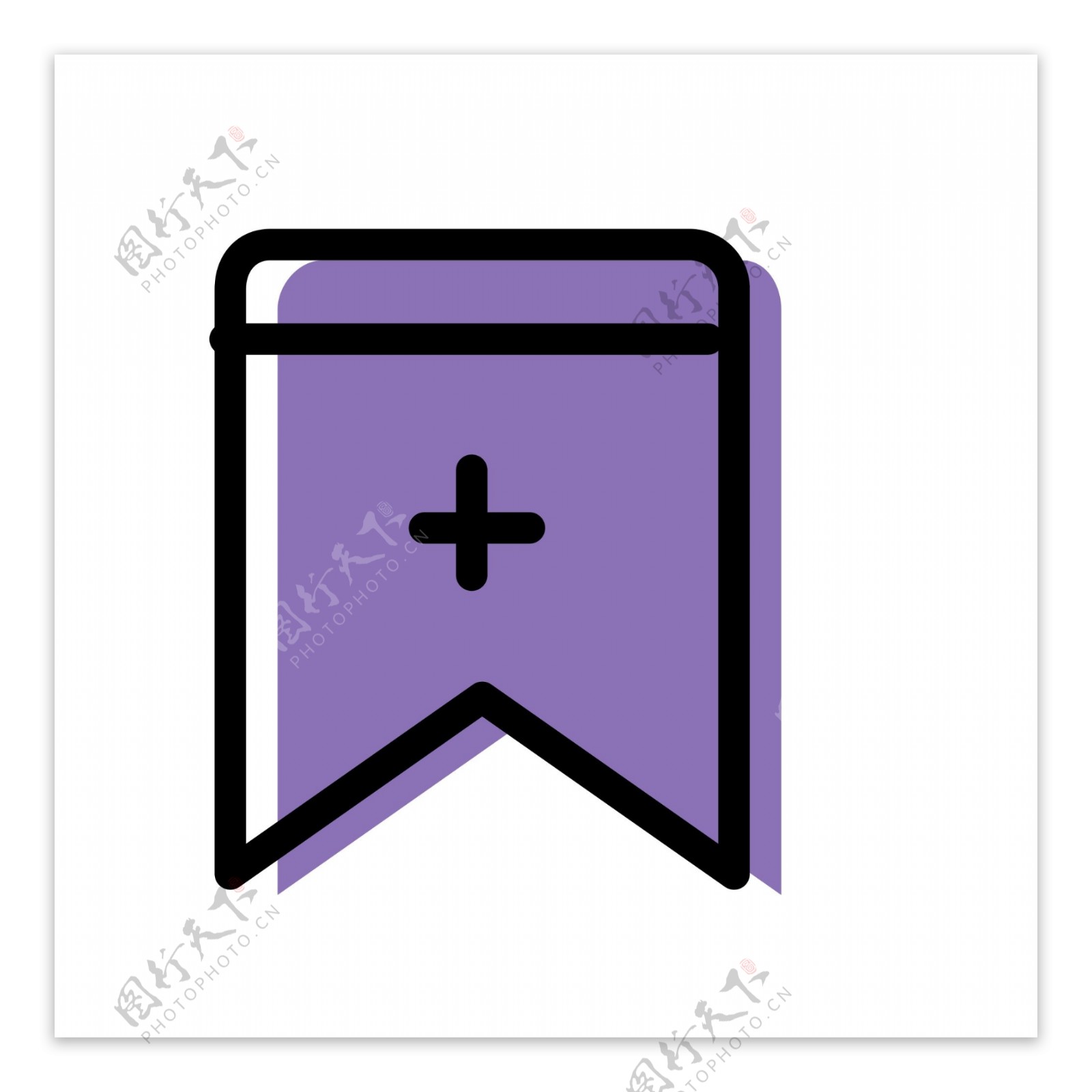卡通紫色加号符号图标